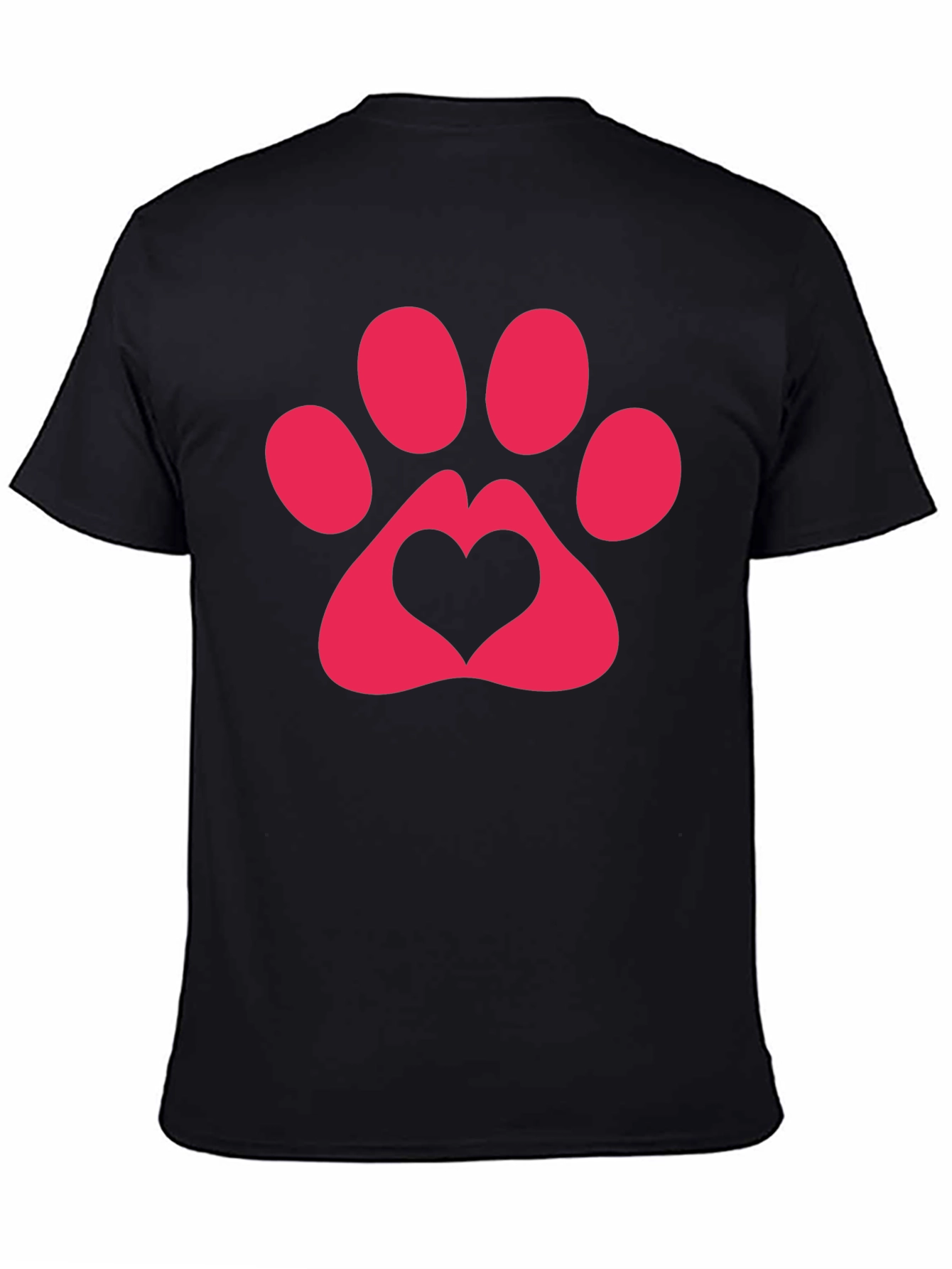 Heart Paw Print Graphic Tee - Black T-Shirt