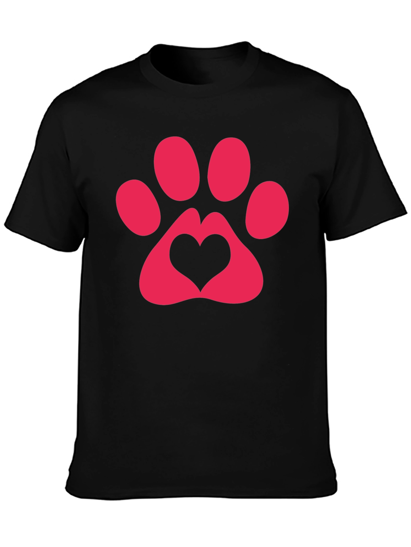 Heart Paw Print Graphic Tee - Black T-Shirt