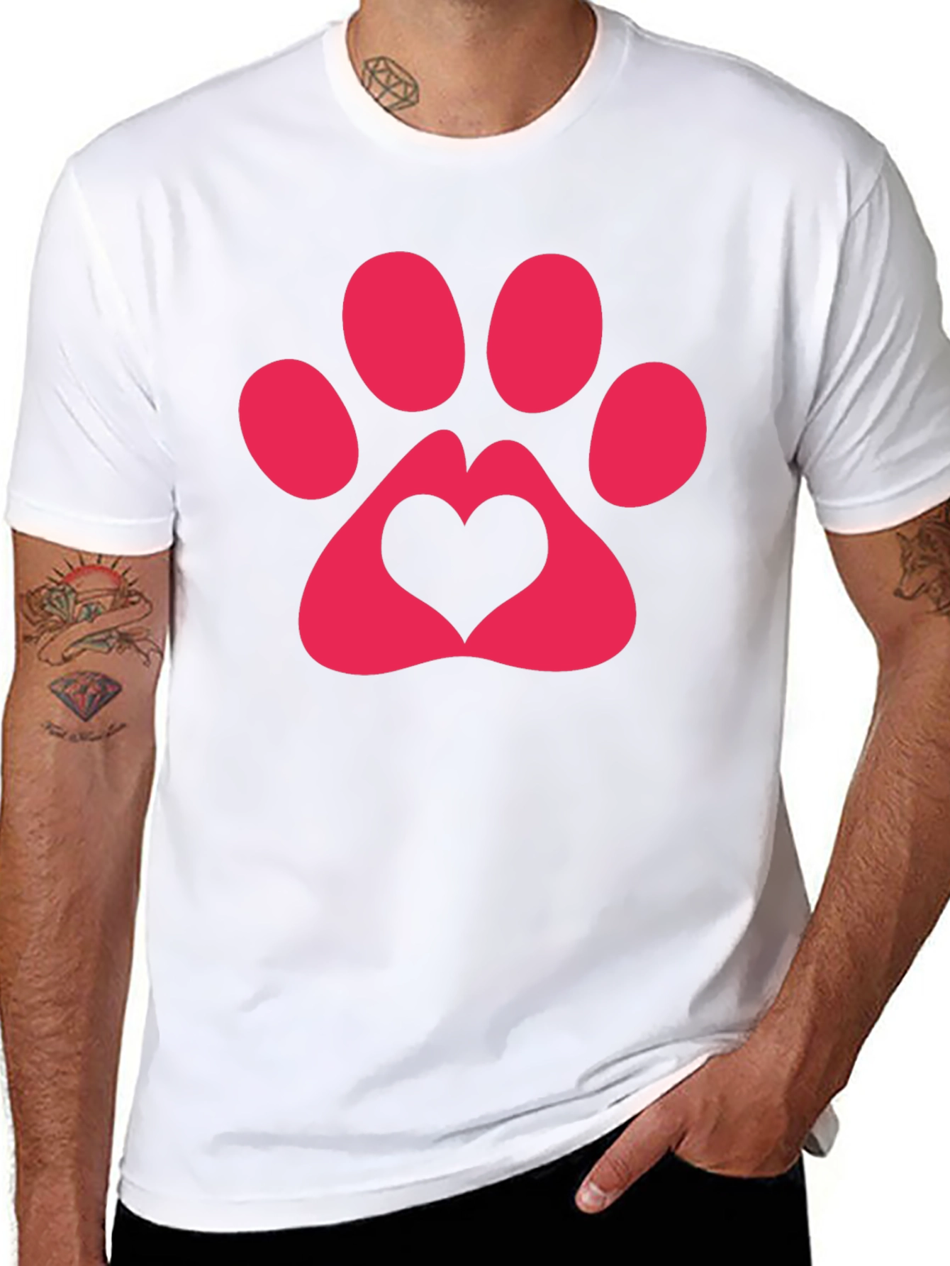 Heart Paw Print Graphic Tee - Black T-Shirt
