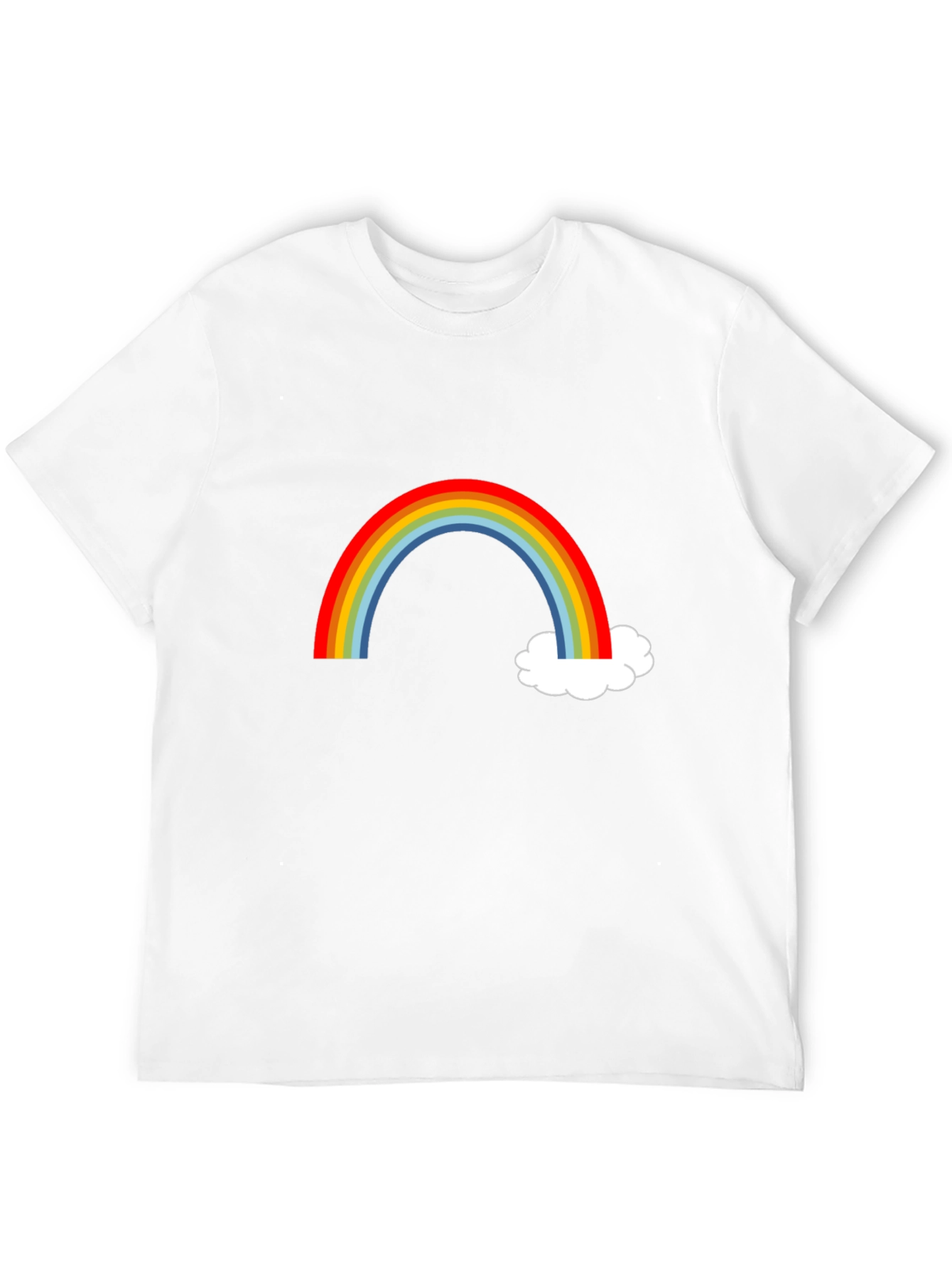 Rainbow & Cloud Graphic T-Shirt - Fun Casual Wear