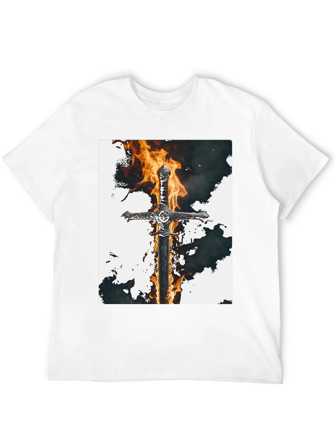Fiery Sword Graphic Tee - Black
