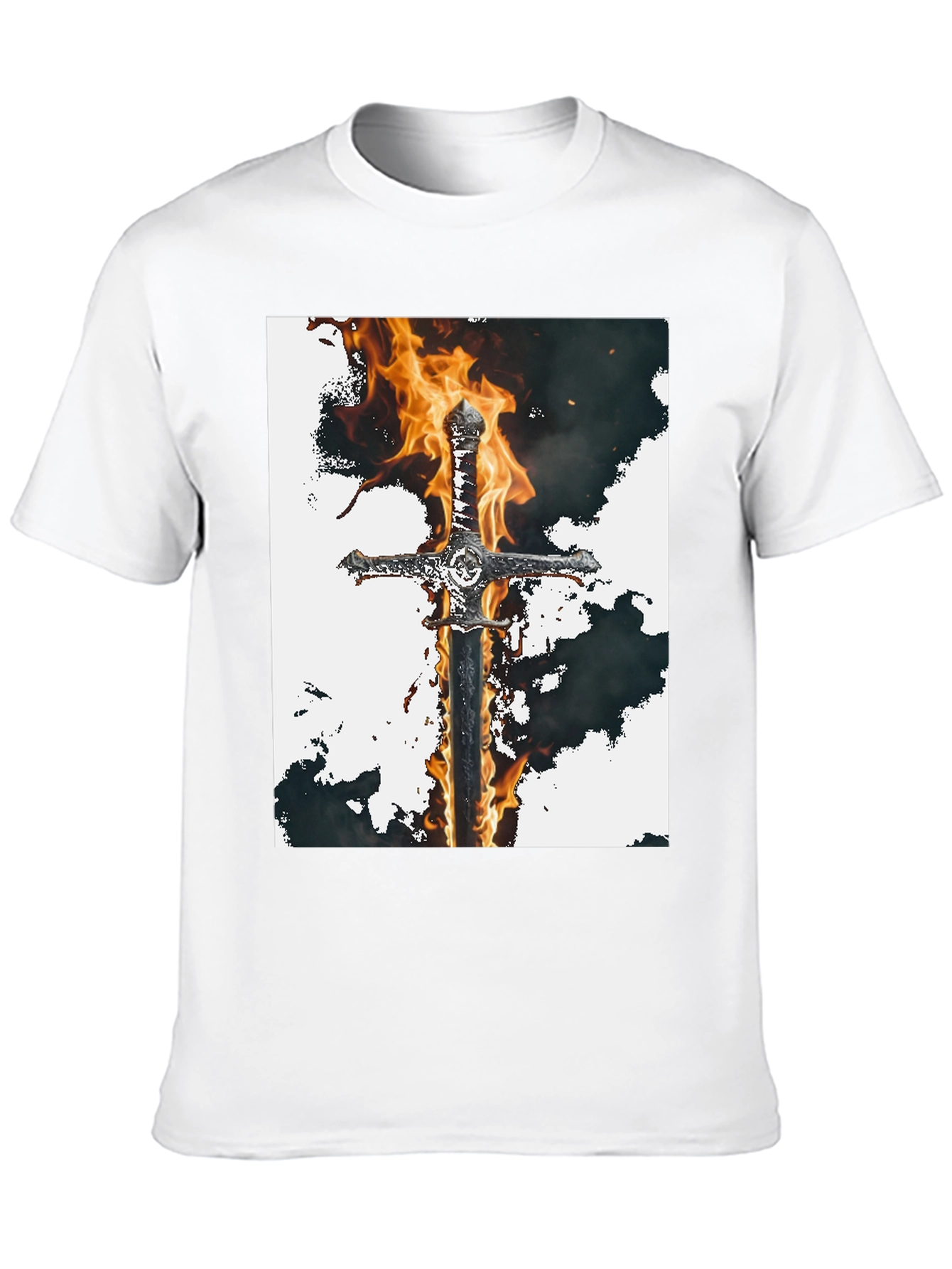 Fiery Sword Graphic Tee - Black