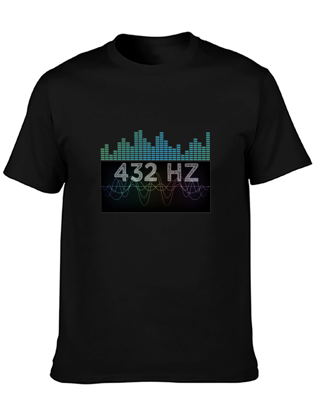 432 Hz Sound Wave Graphic Black T-Shirt