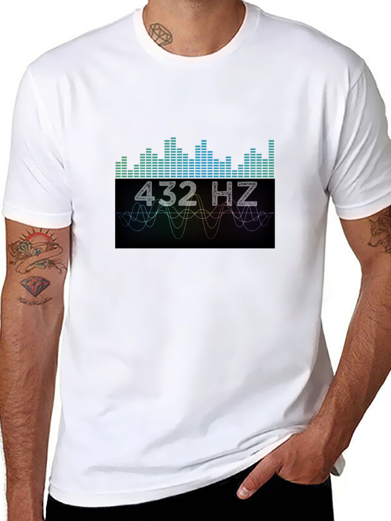 432 Hz Sound Wave Graphic Black T-Shirt