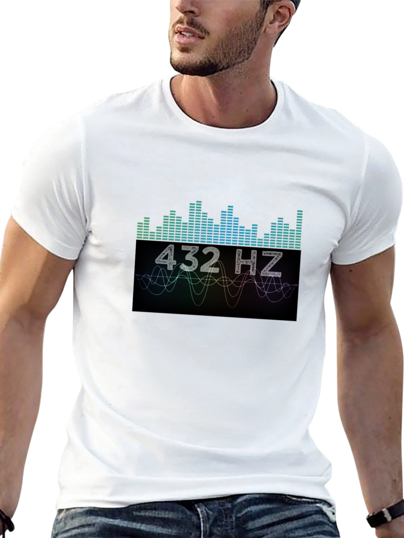 432 Hz Sound Wave Graphic Black T-Shirt