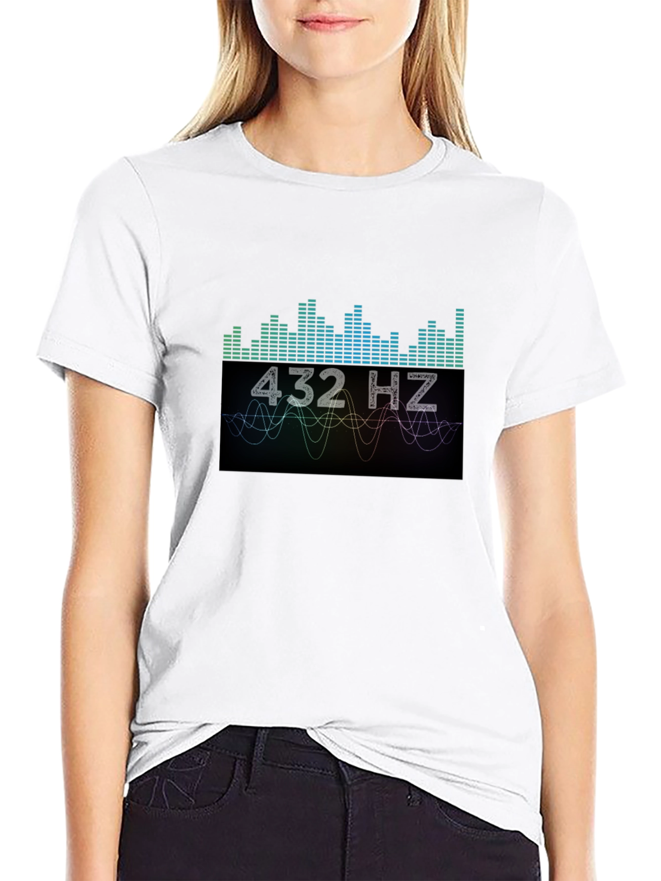 432 Hz Sound Wave Graphic Black T-Shirt