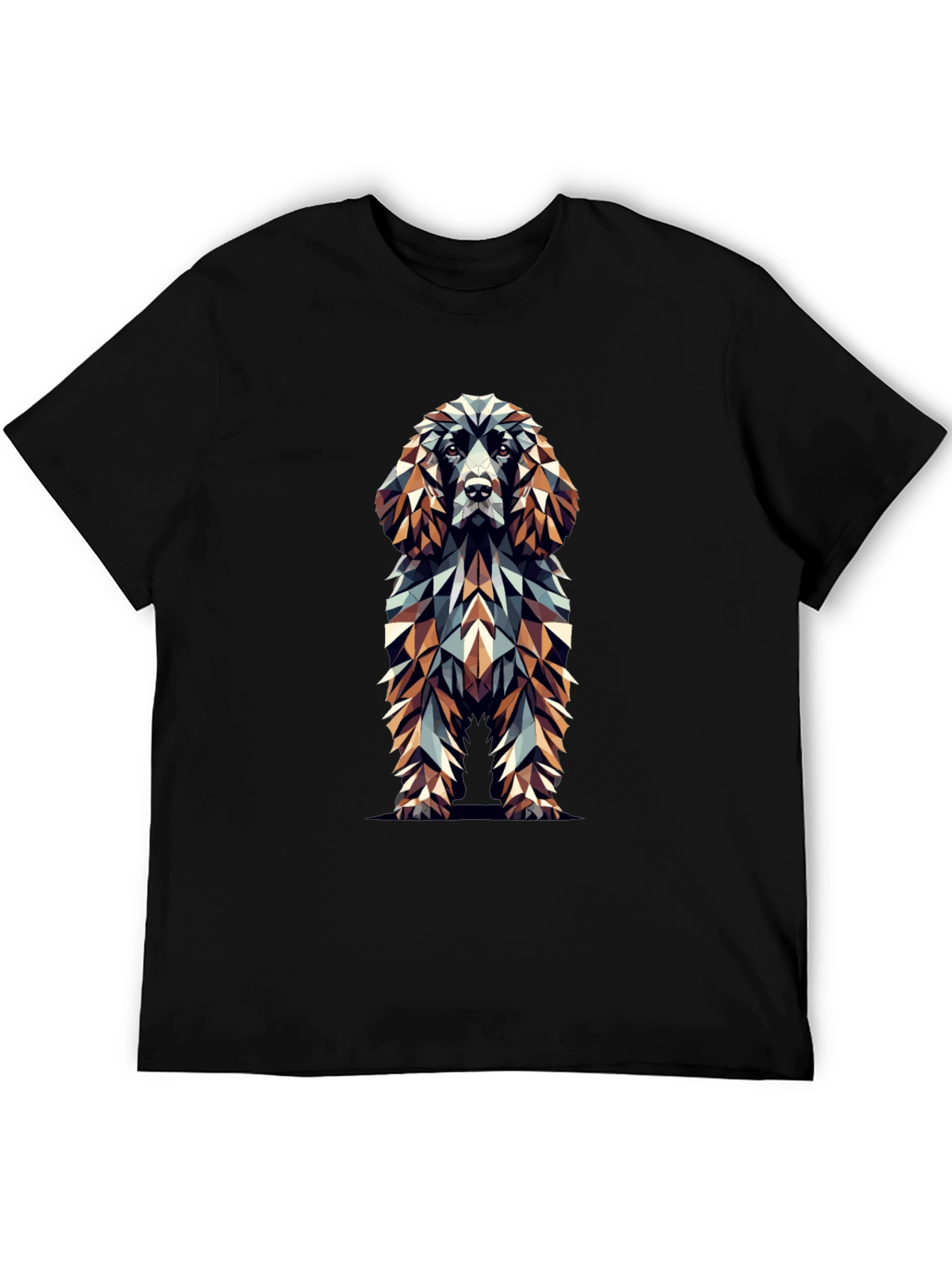 Geometric Dog Graphic Black T-Shirt
