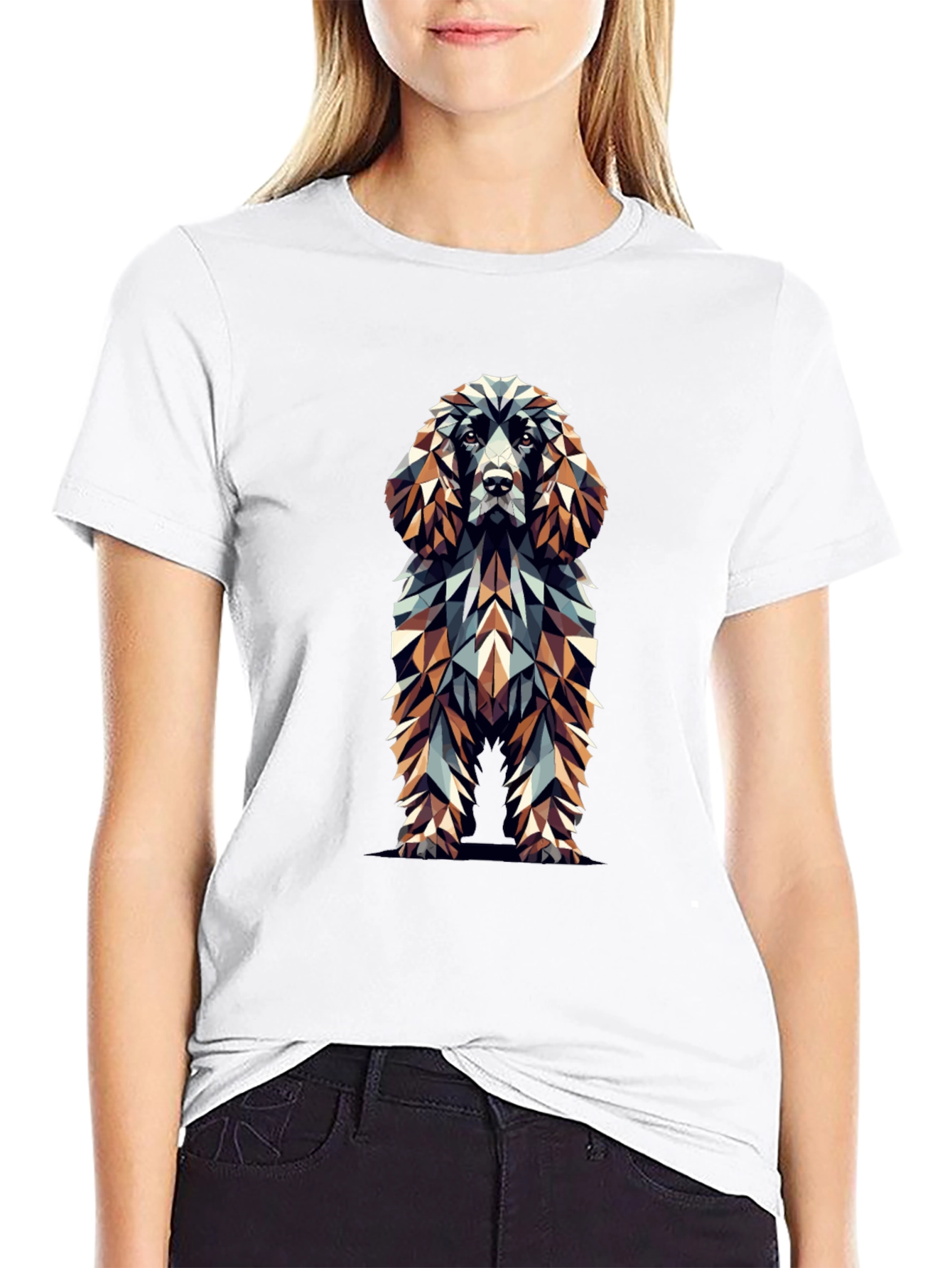 Geometric Dog Graphic Black T-Shirt