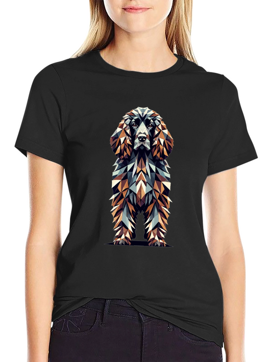 Geometric Dog Graphic Black T-Shirt