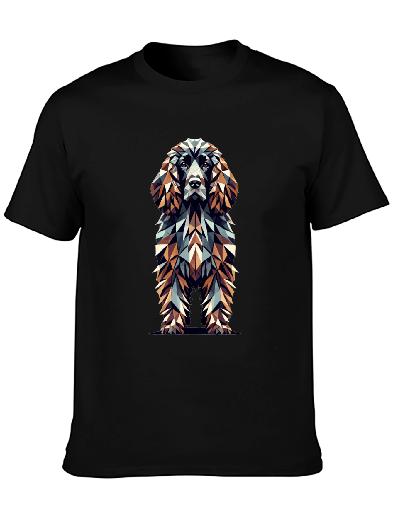 Geometric Dog Graphic Black T-Shirt