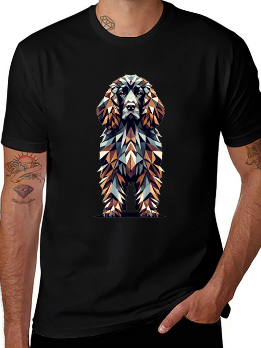 Geometric Dog Graphic Black T-Shirt