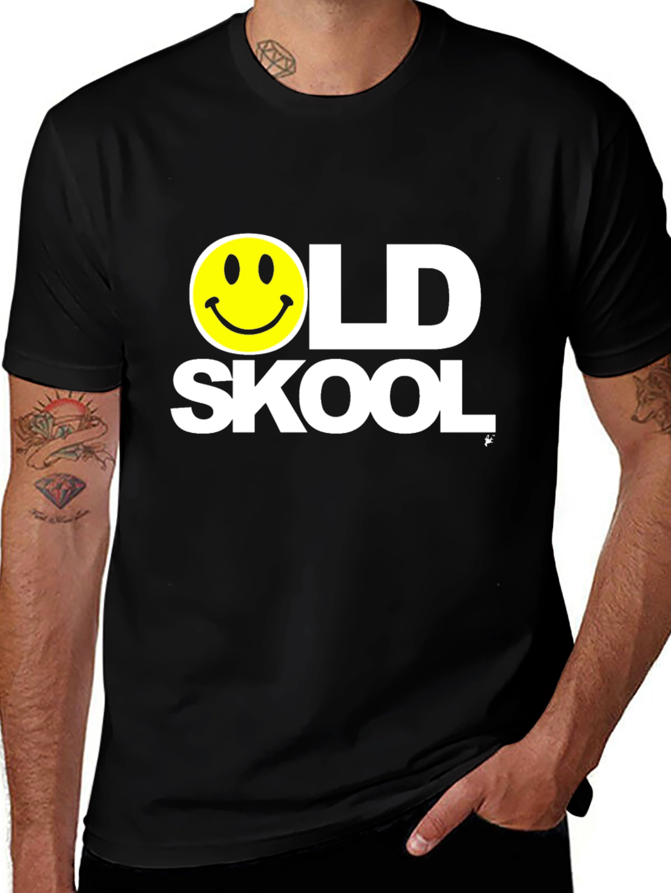 Old Skool Smiley Face Black T-Shirt