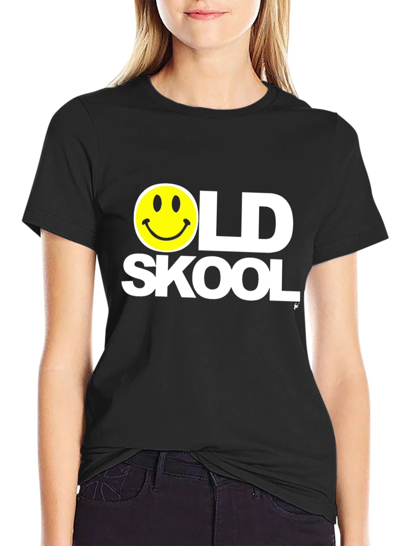 Old Skool Smiley Face Black T-Shirt