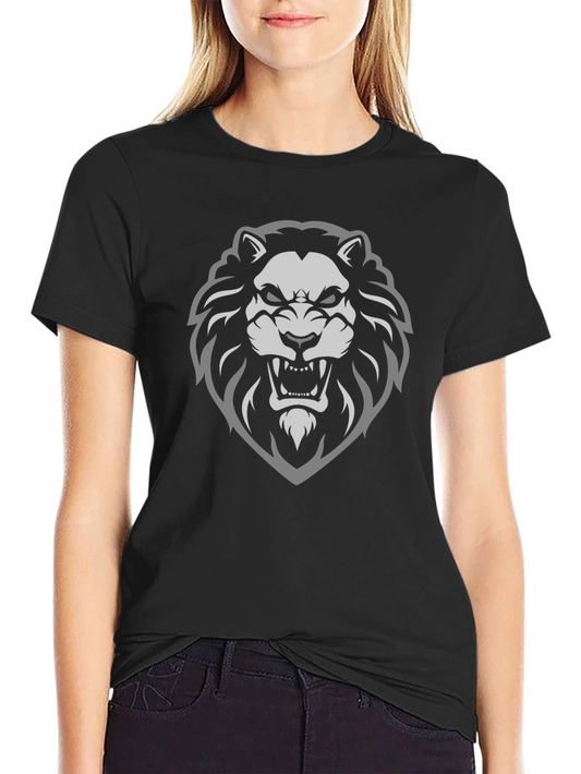 Lion Graphic Print Black T-Shirt