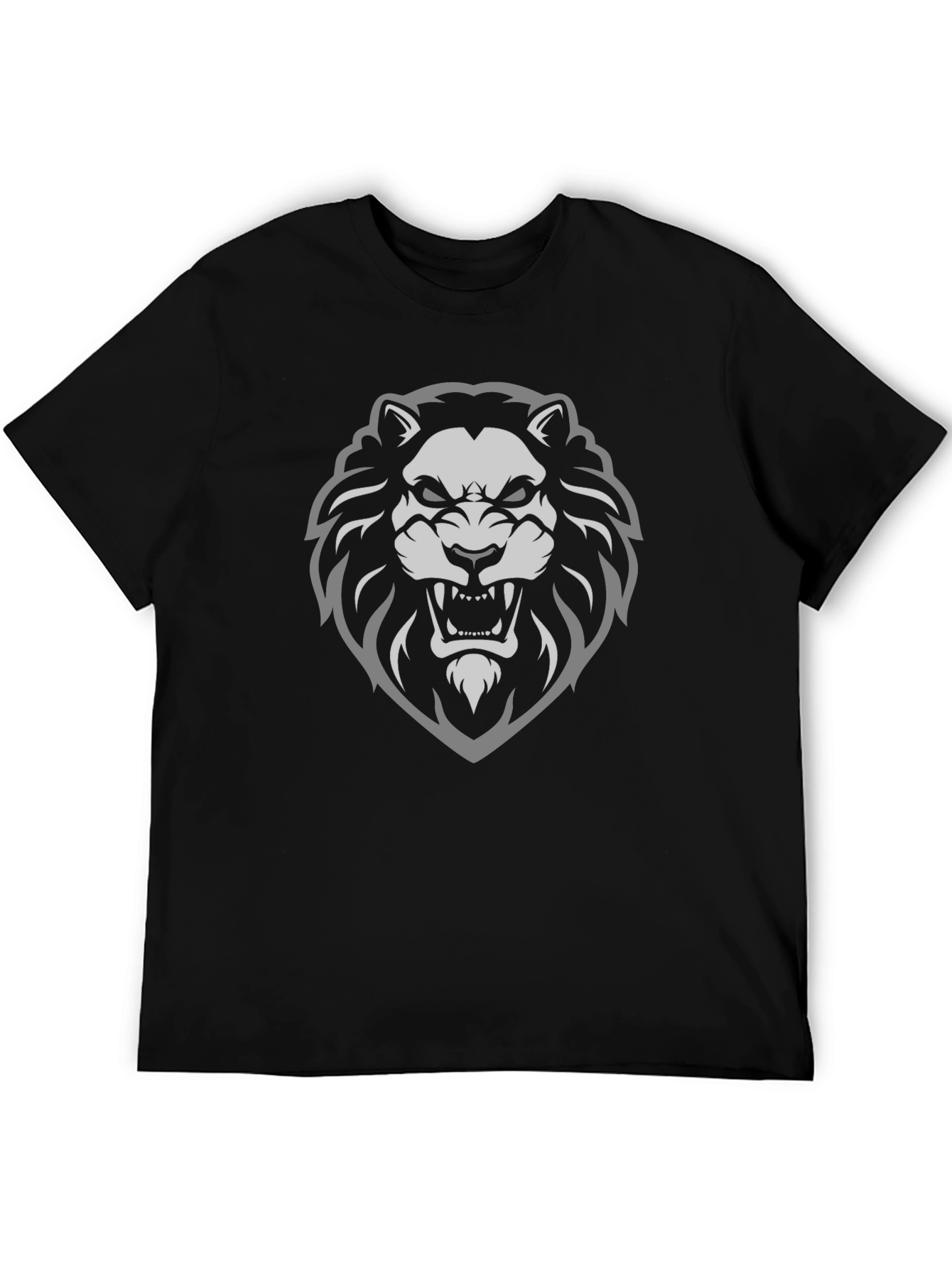 Lion Graphic Print Black T-Shirt