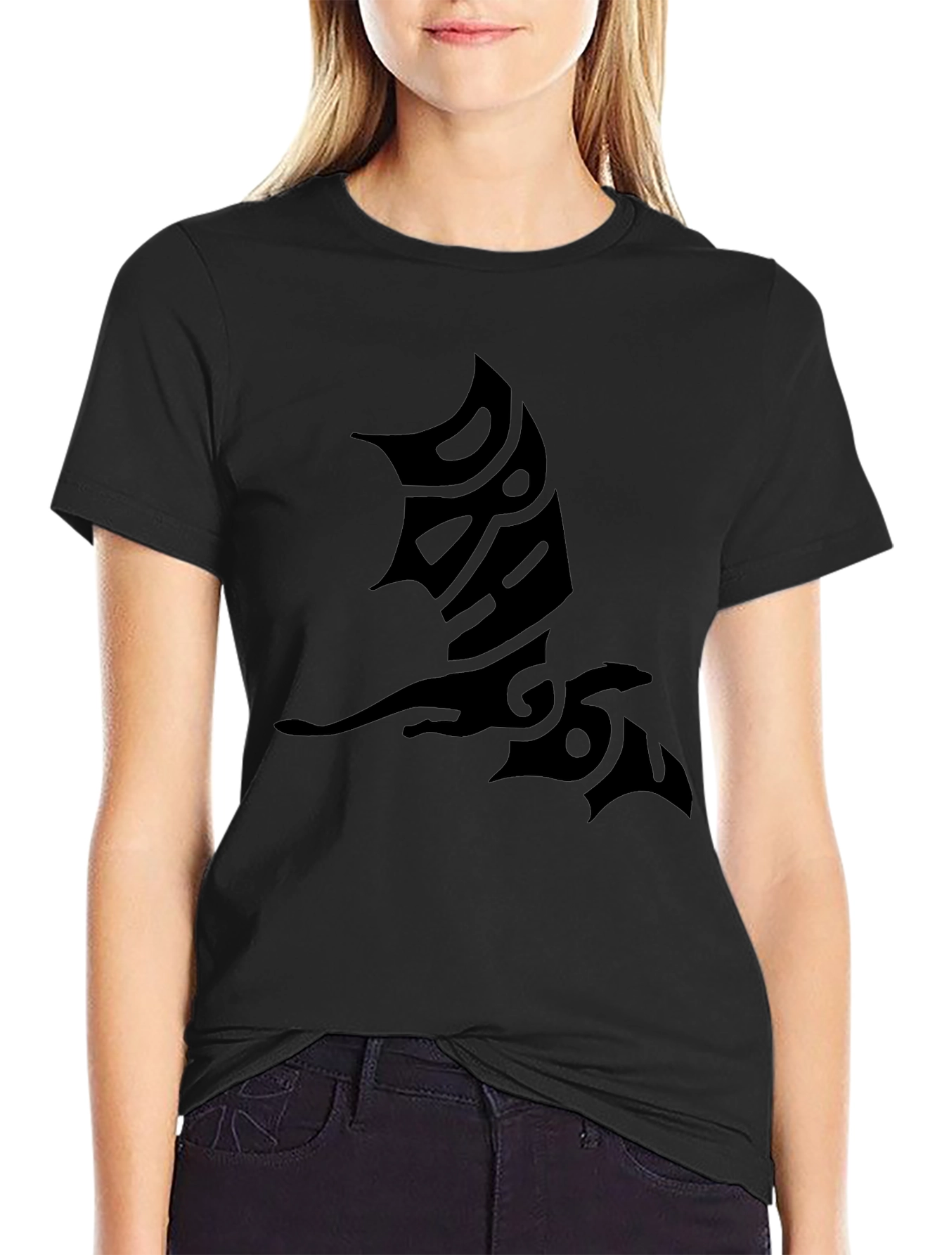 Dragon Tattoo Graphic Print Black Mens T-Shirt