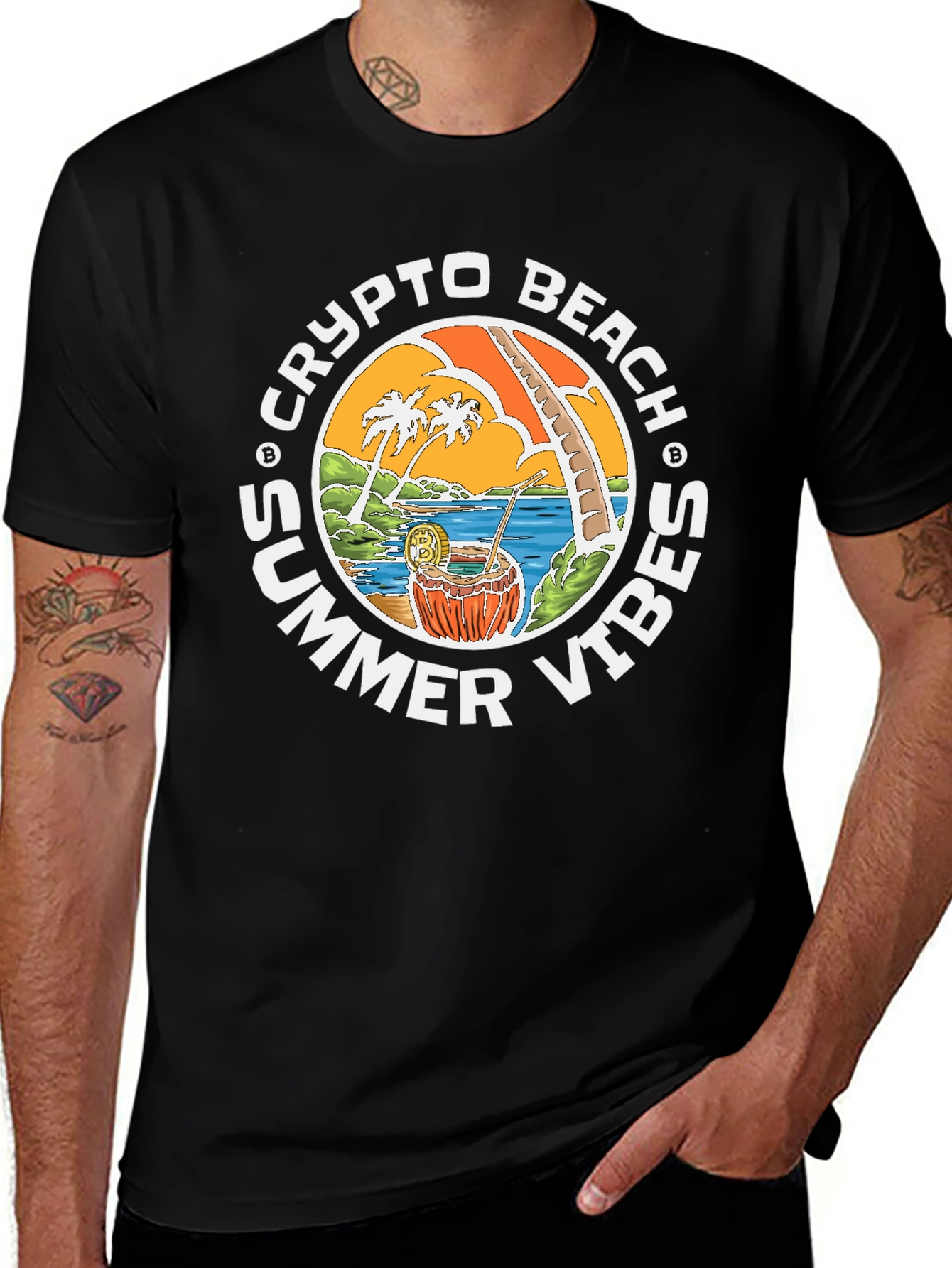 Crypto Beach Summer Vibes T-Shirt - Black