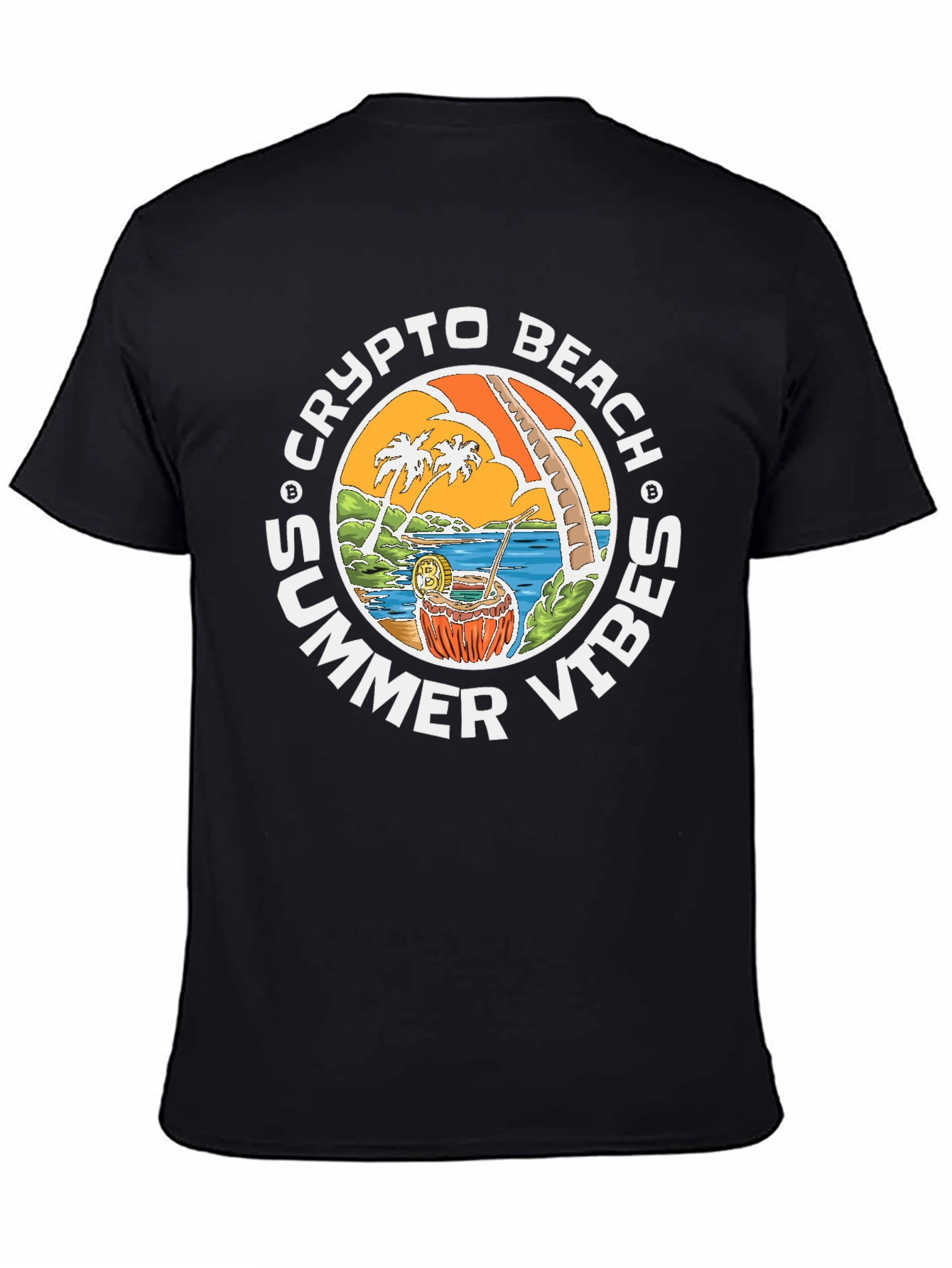 Crypto Beach Summer Vibes T-Shirt - Black