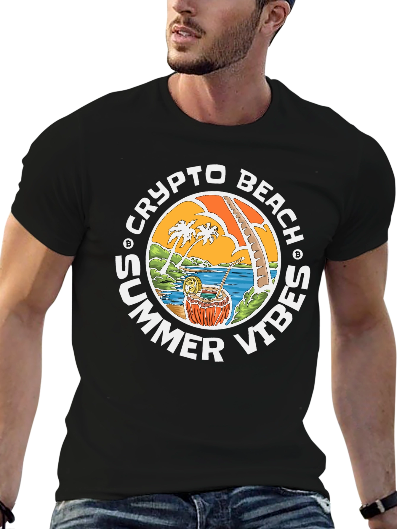 Crypto Beach Summer Vibes T-Shirt - Black