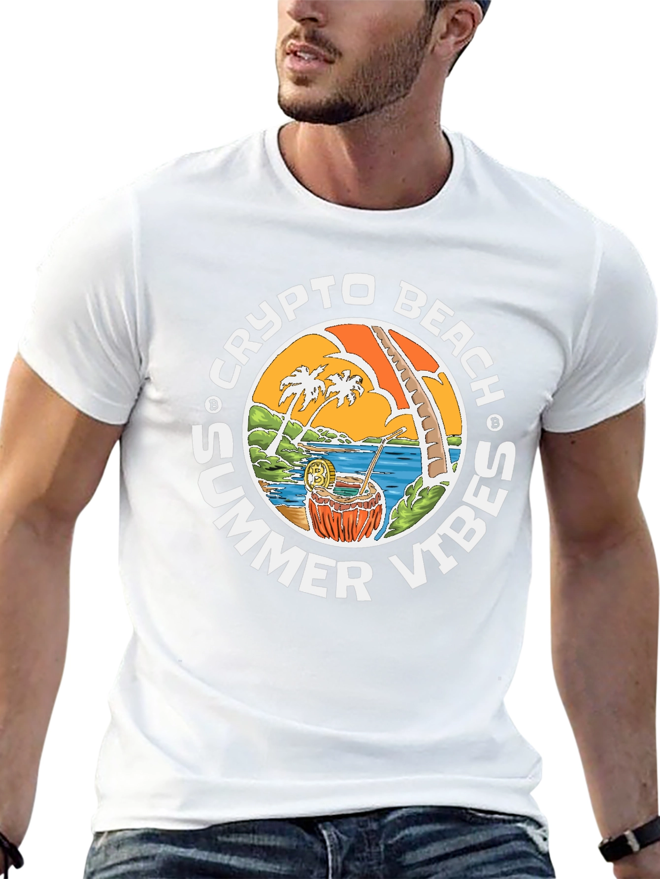 Crypto Beach Summer Vibes T-Shirt - Black