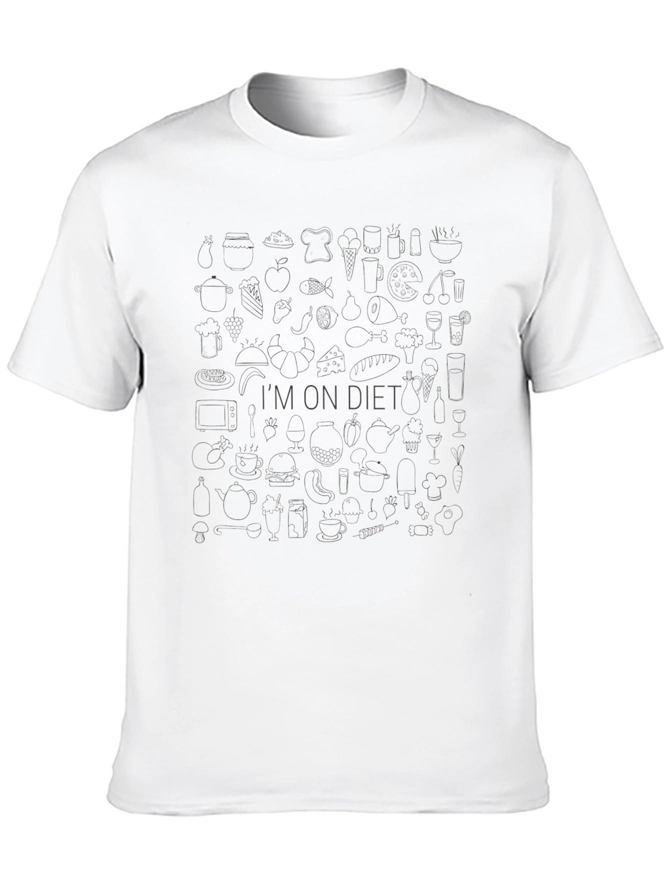 Im On Diet T-Shirt - Black Casual Tee