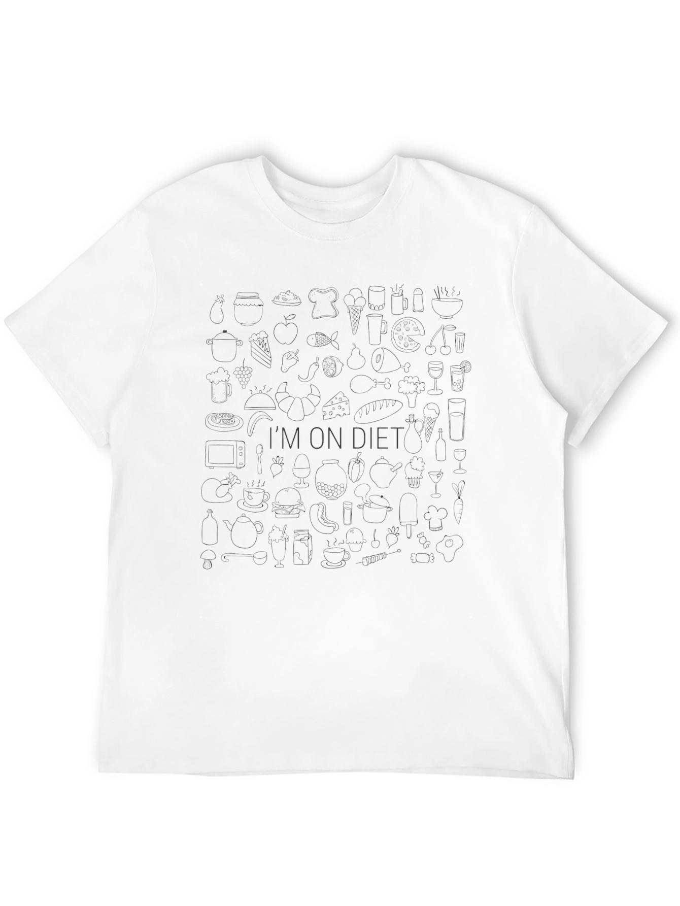 Im On Diet T-Shirt - Black Casual Tee