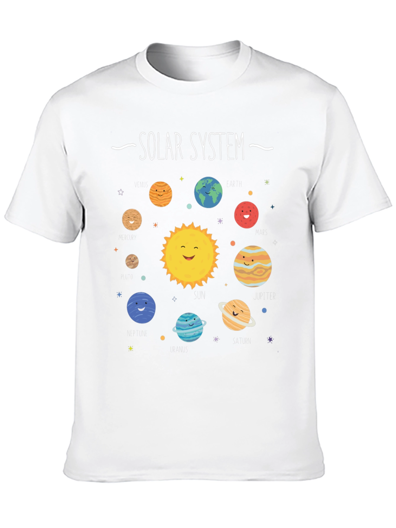Solar System Graphic Print Black T-Shirt