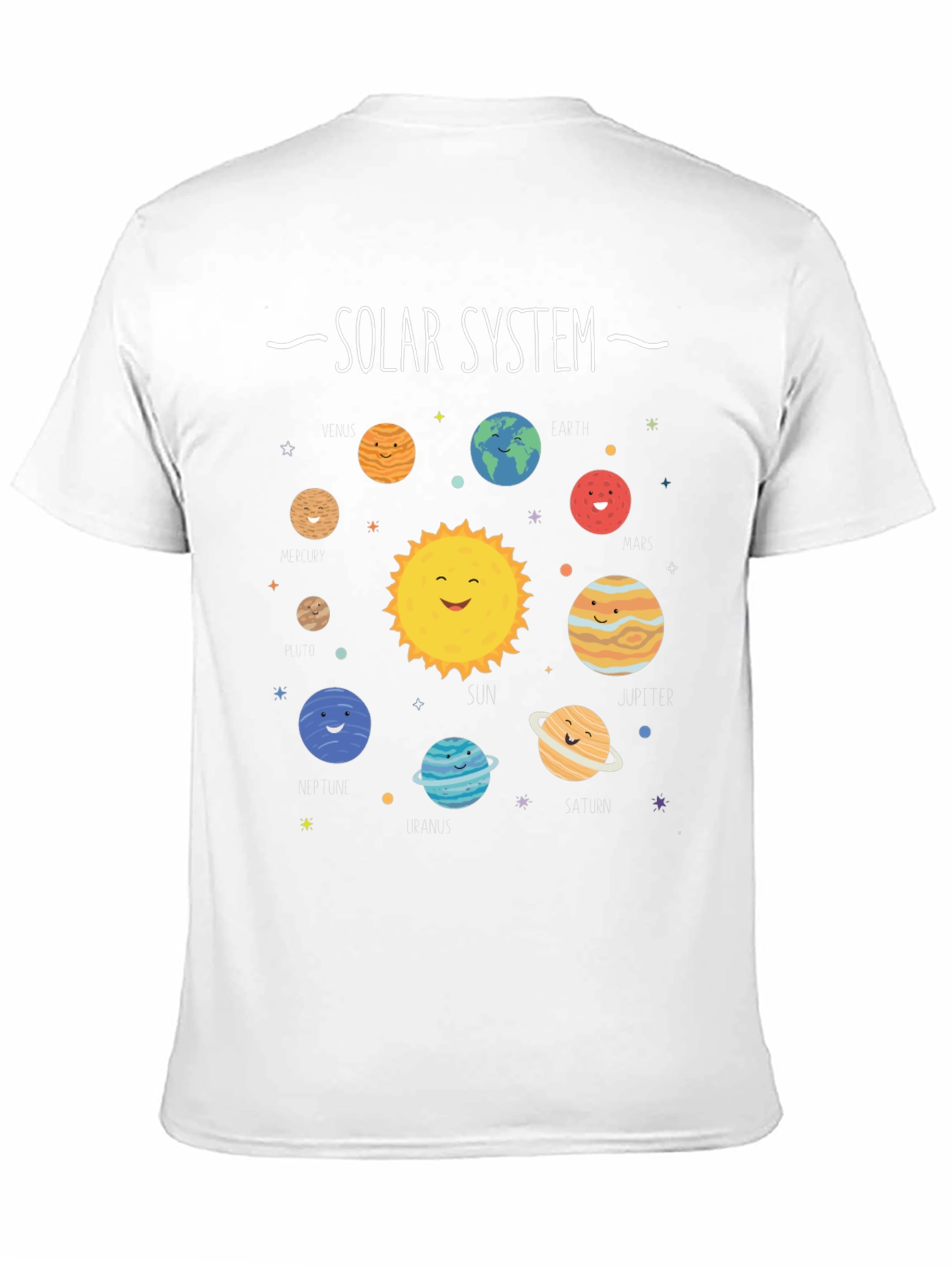 Solar System Graphic Print Black T-Shirt