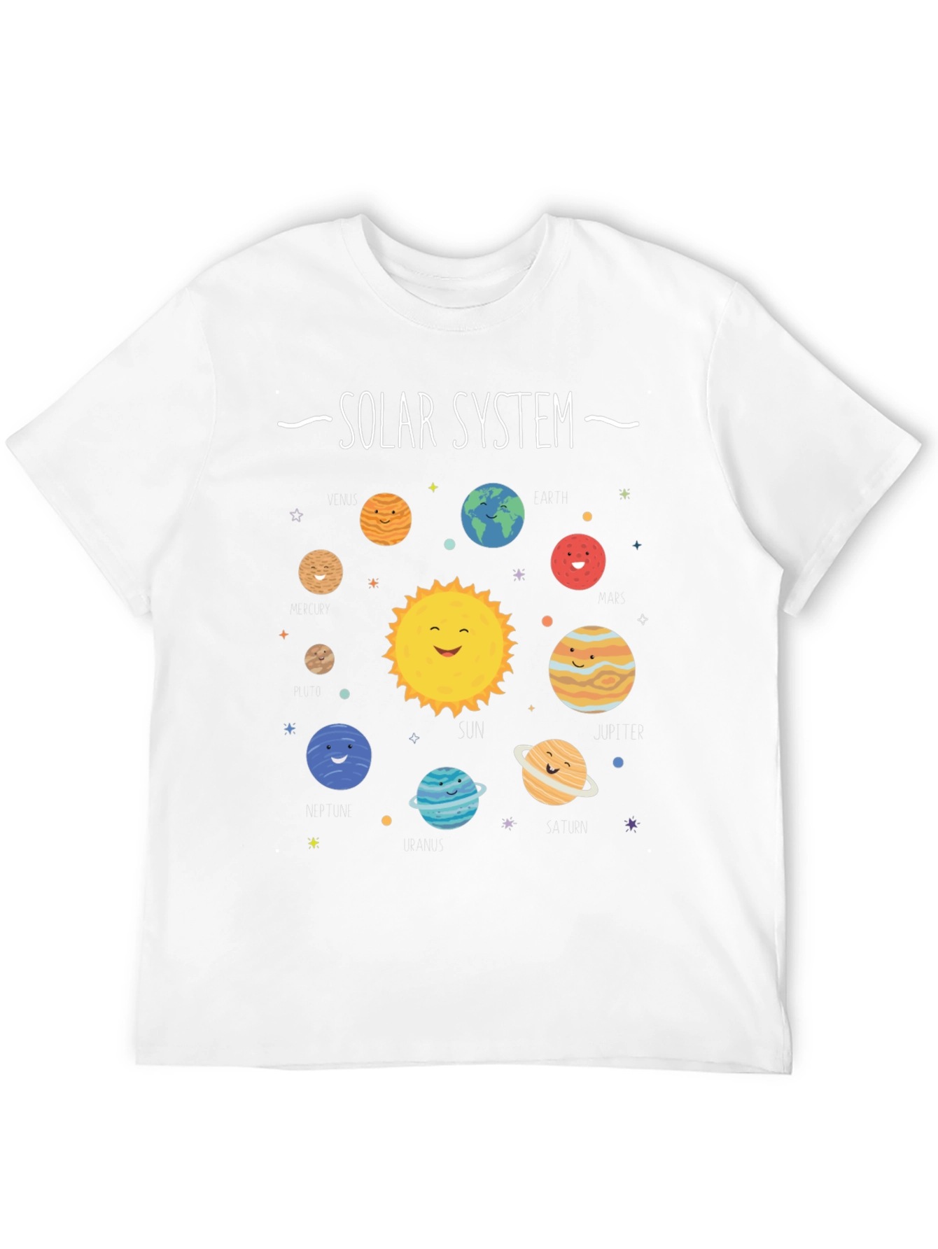 Solar System Graphic Print Black T-Shirt