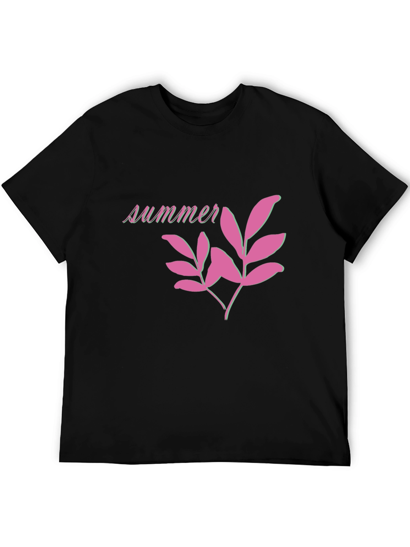 Summer Leaf Graphic Black T-Shirt