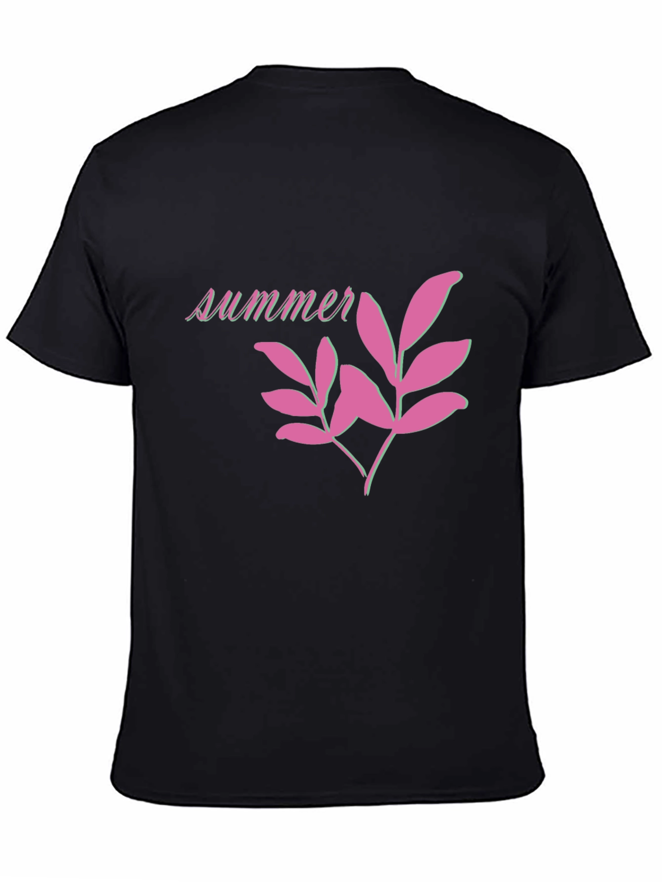 Summer Leaf Graphic Black T-Shirt