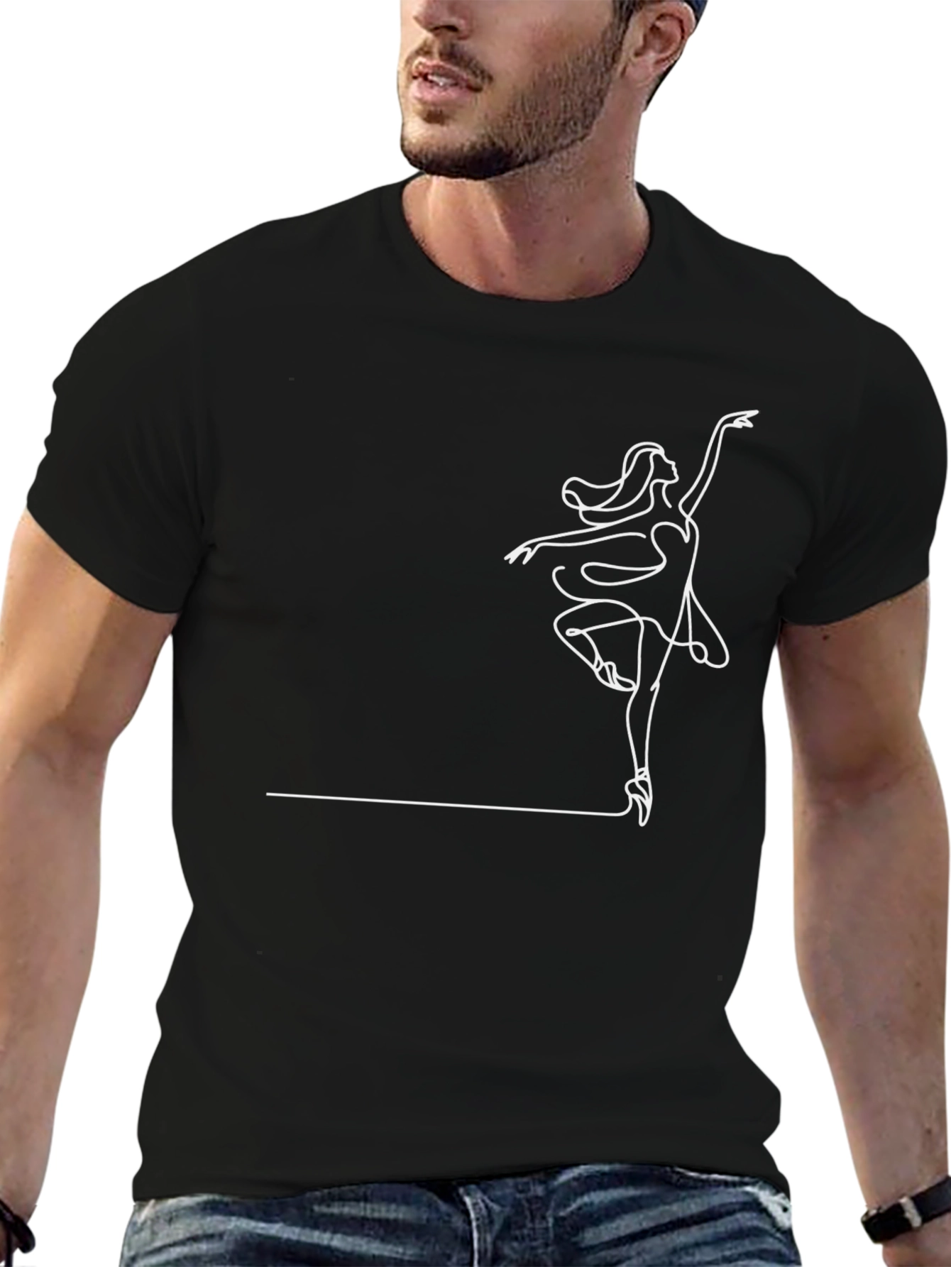 Elegant Ballerina Graphic Black T-Shirt