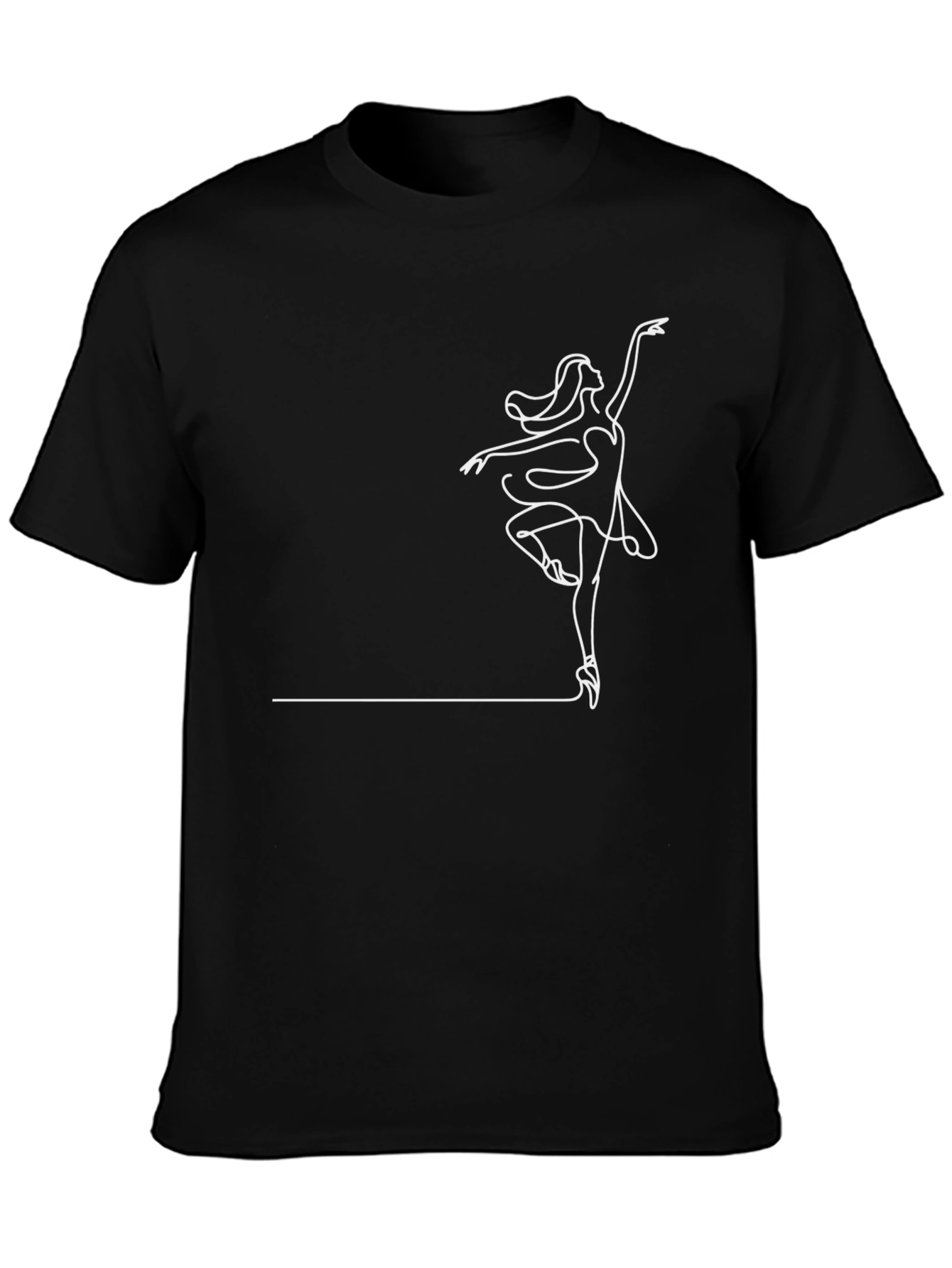 Elegant Ballerina Graphic Black T-Shirt