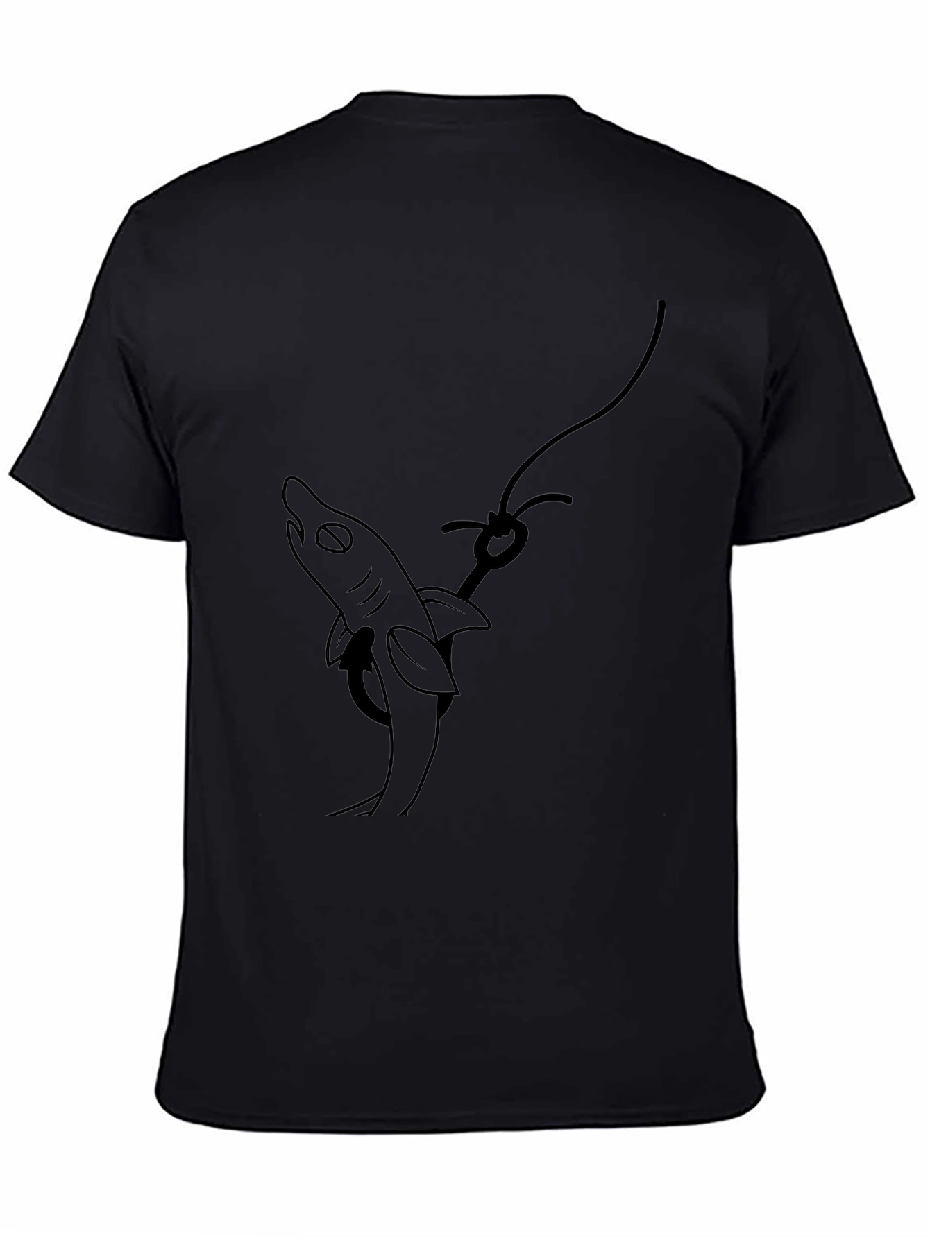 Shark On Hook Graphic Tee - Black