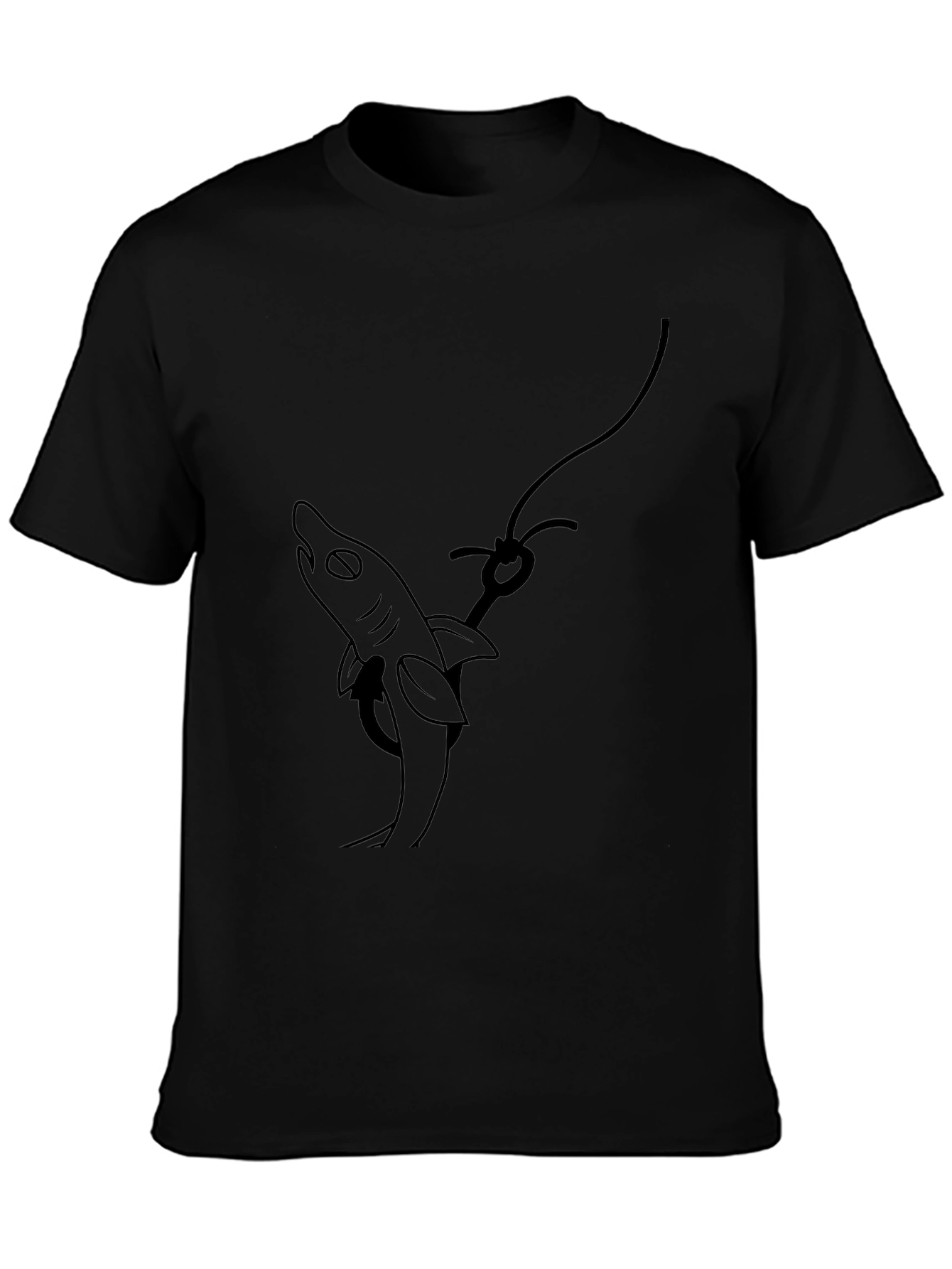 Shark On Hook Graphic Tee - Black