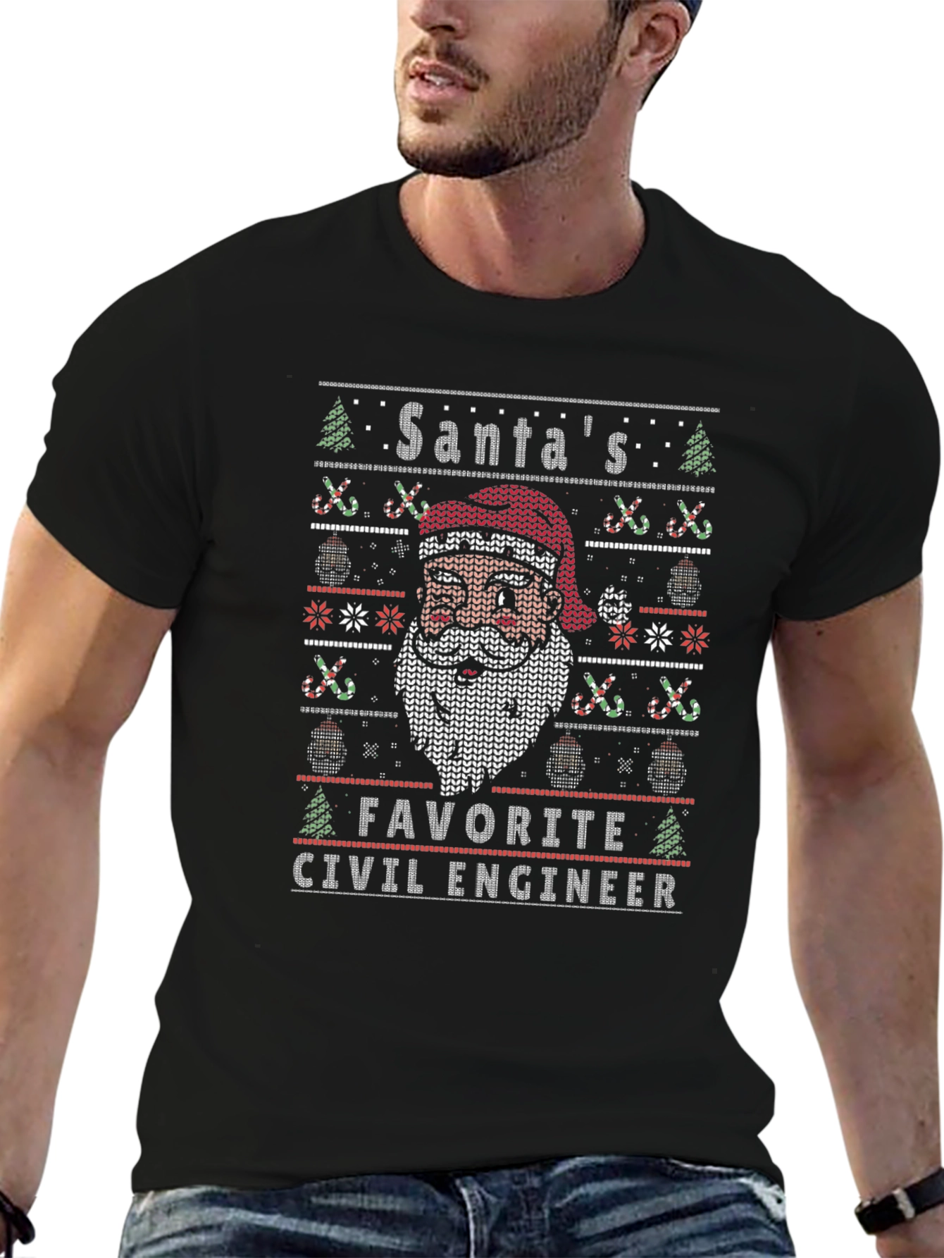 Santas Favorite Civil Engineer Ugly Christmas Sweater T-Shirt