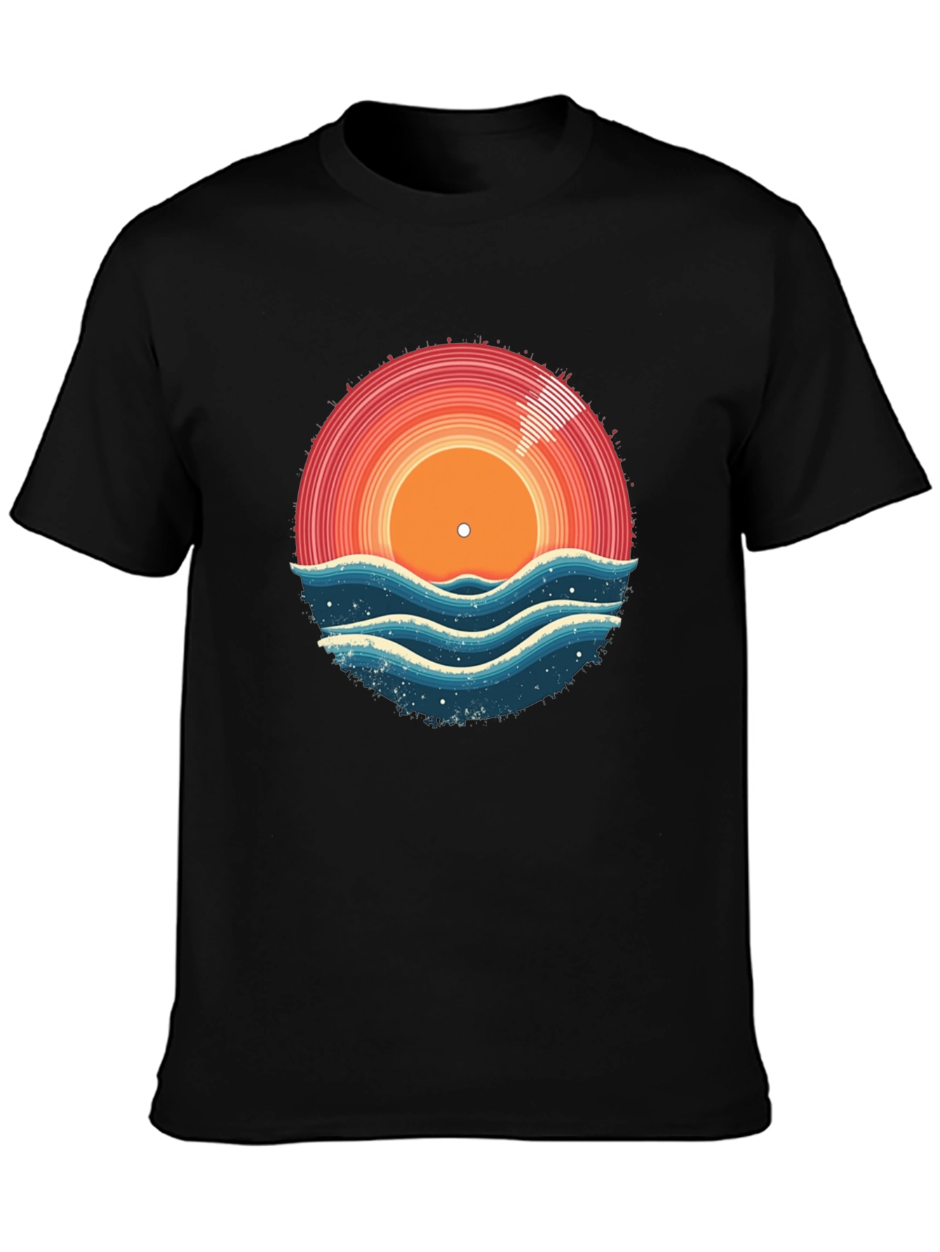 Sunset Vinyl Record Wave T-Shirt