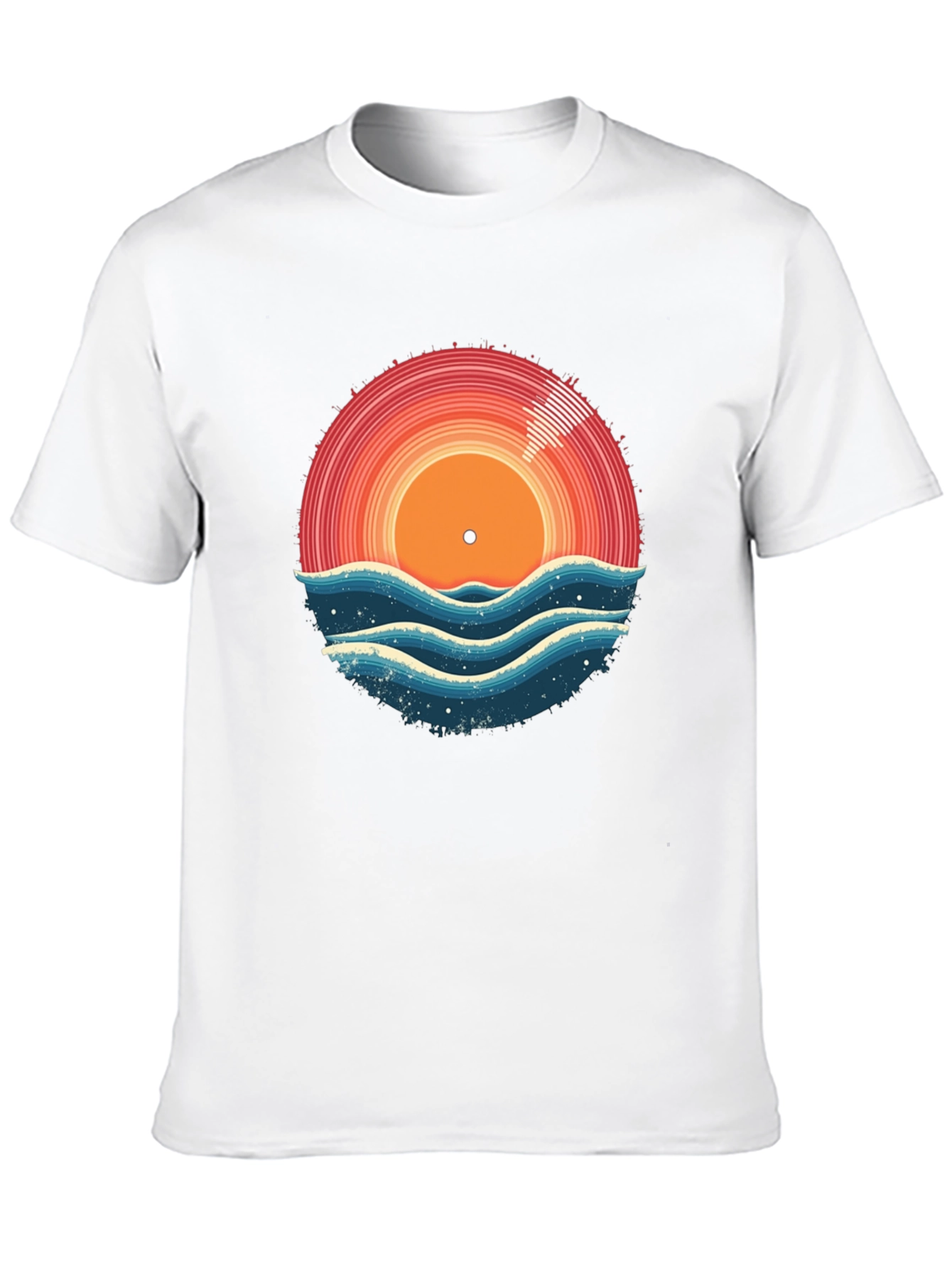 Sunset Vinyl Record Wave T-Shirt