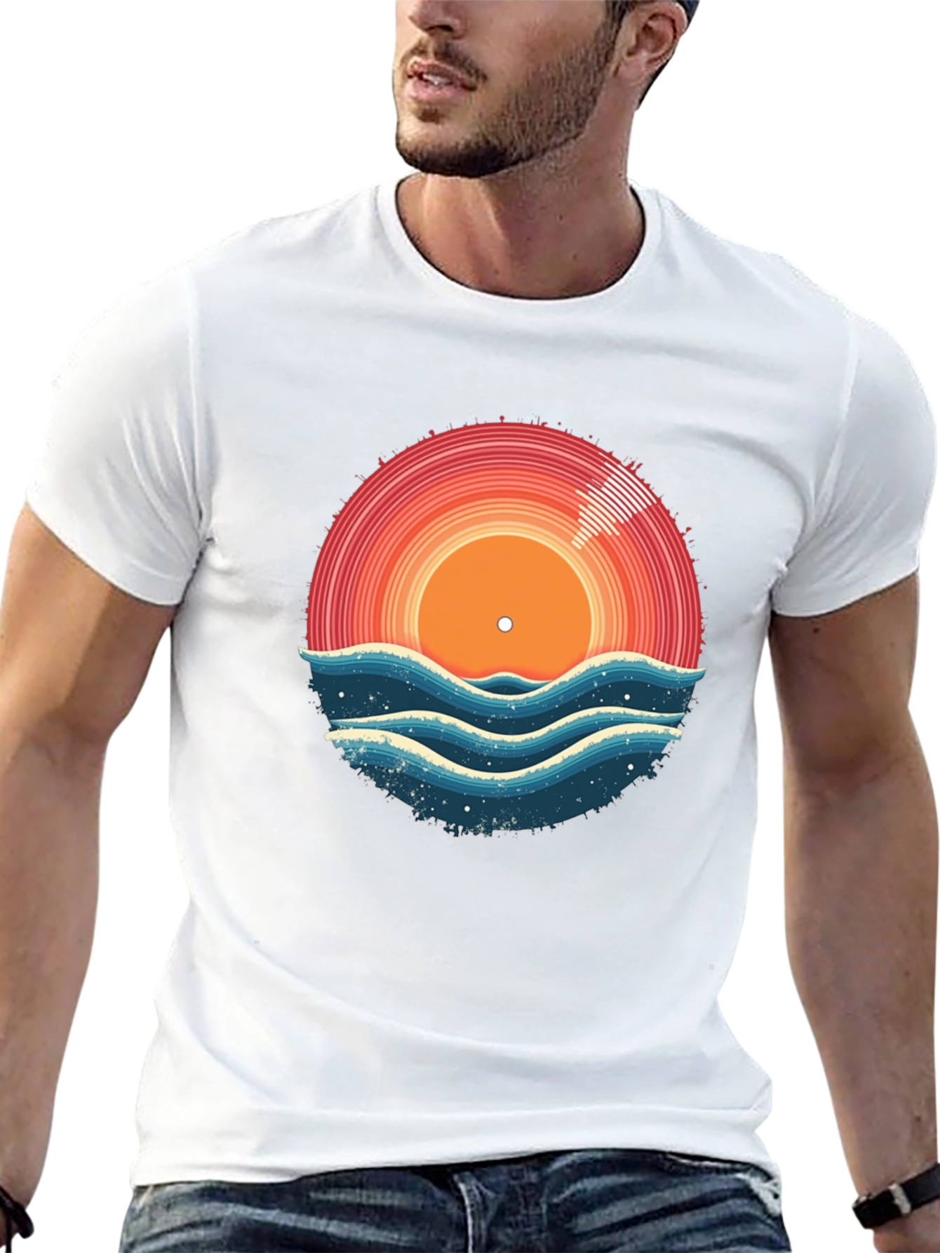 Sunset Vinyl Record Wave T-Shirt
