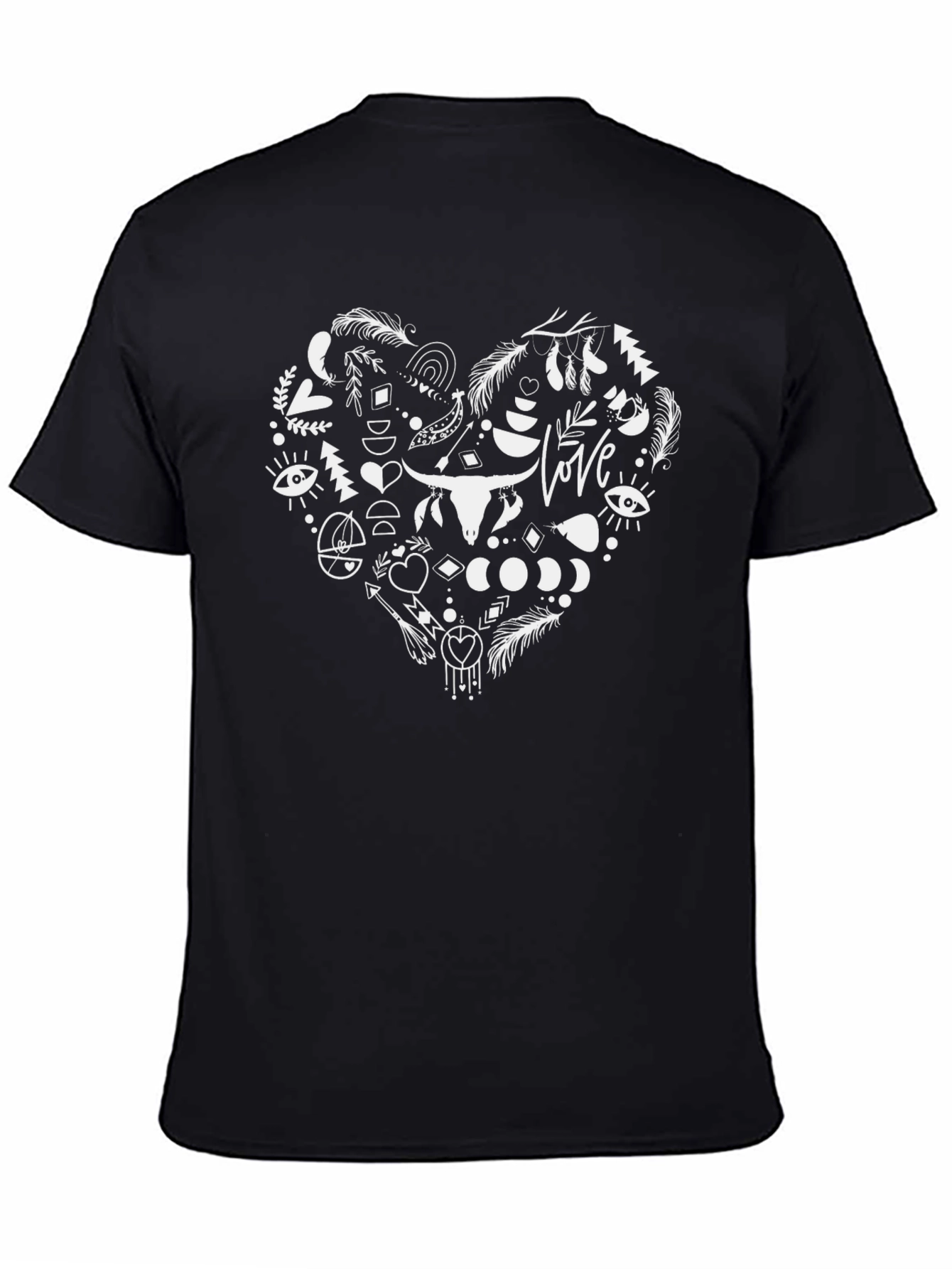 Boho Heart Graphic Tee - Black