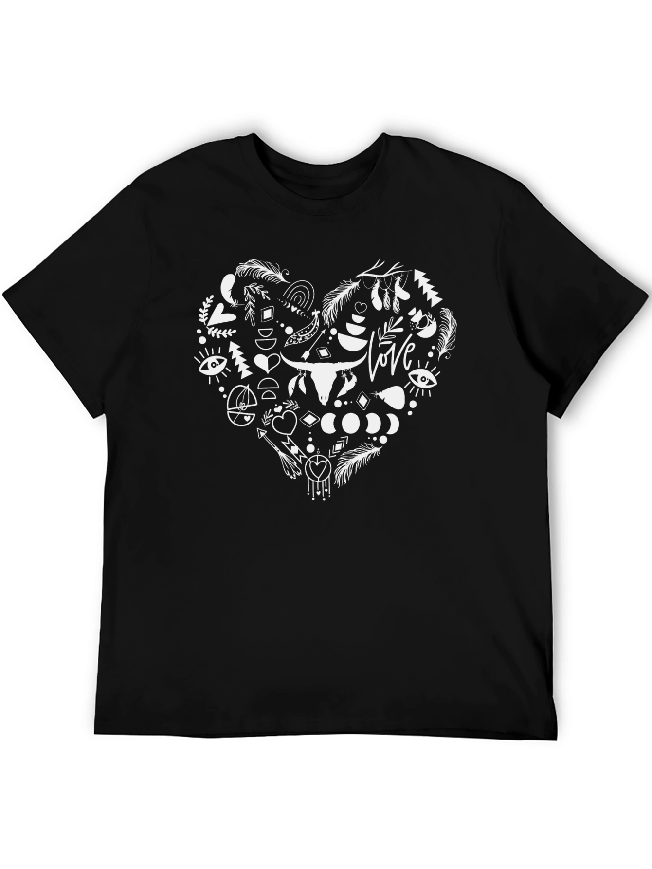 Boho Heart Graphic Tee - Black