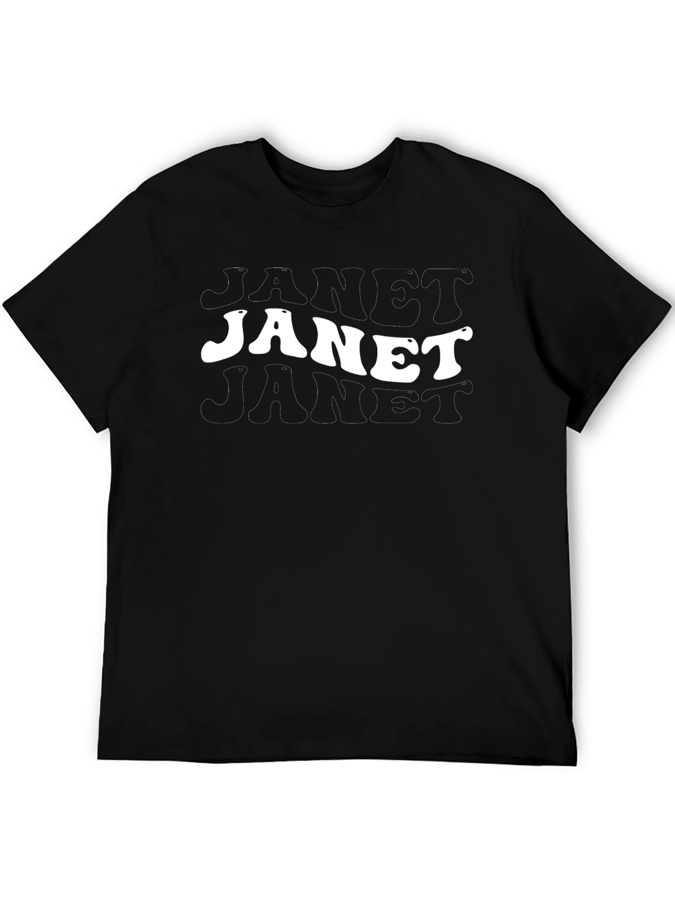 Retro Janet Graphic Print Black T-Shirt