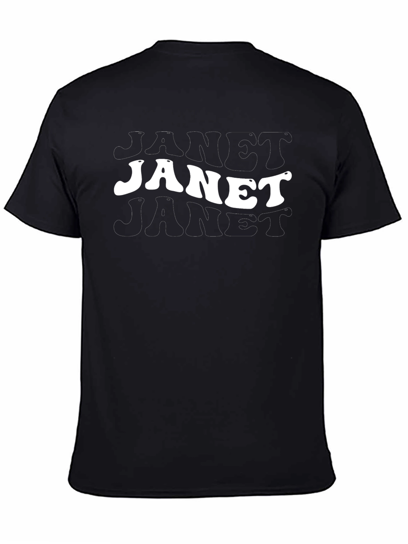Retro Janet Graphic Print Black T-Shirt
