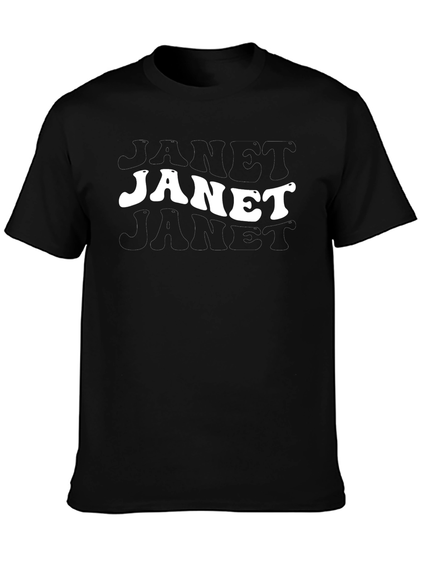 Retro Janet Graphic Print Black T-Shirt