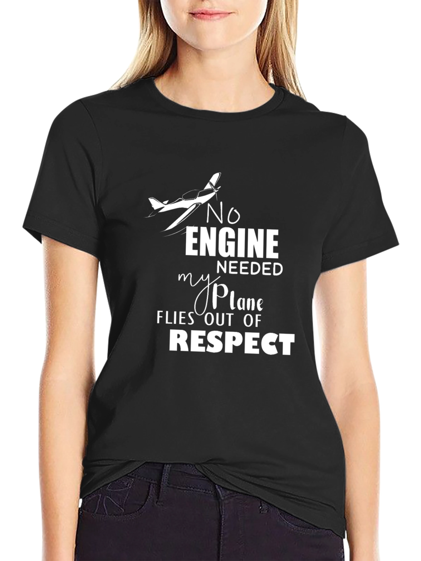 No Engine Needed Respect Plane Graphic Tee