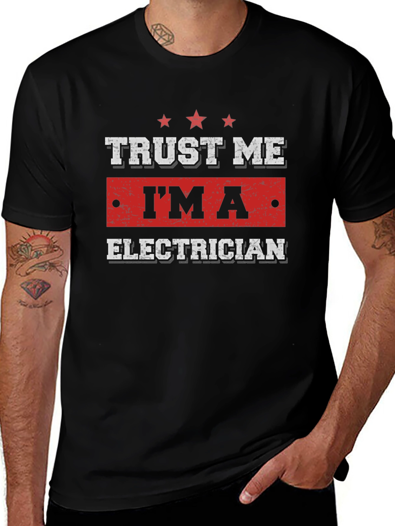 Trust Me Im An Electrician - Mens Black T-Shirt