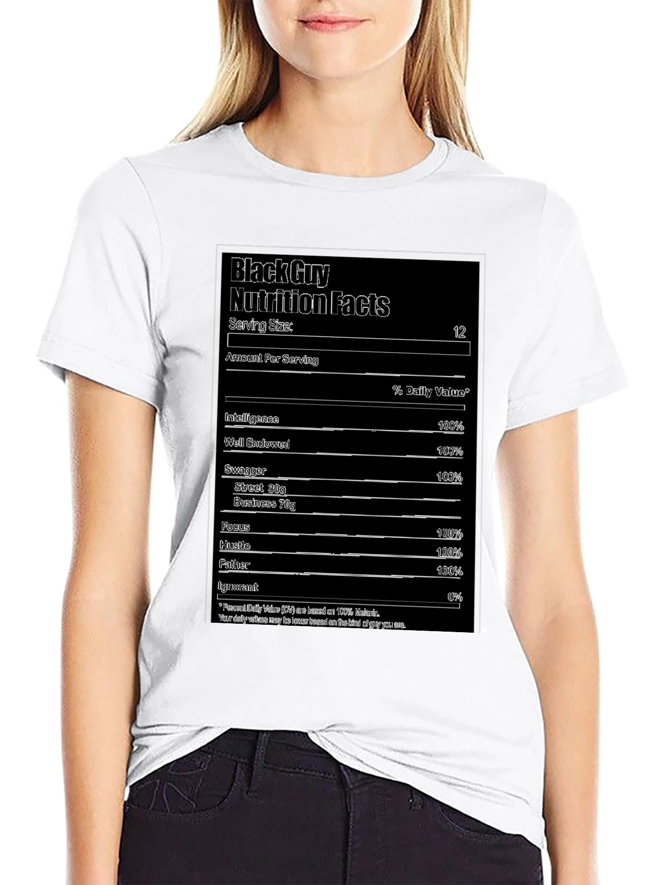 Black Guy Nutrition Facts Graphic Tee