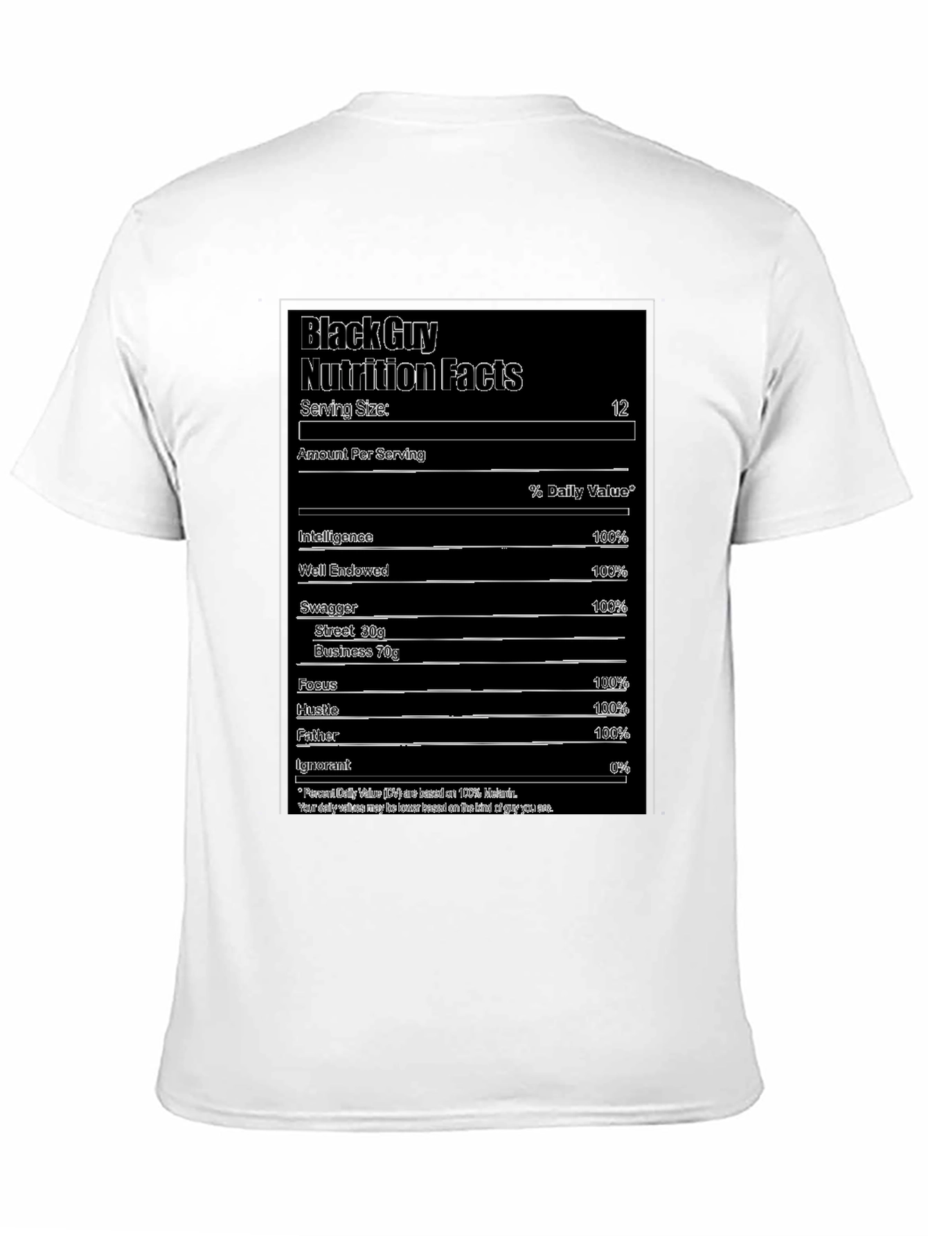 Black Guy Nutrition Facts Graphic Tee