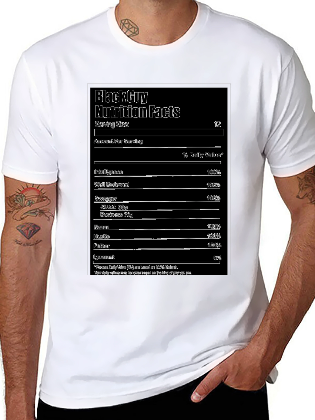 Black Guy Nutrition Facts Graphic Tee