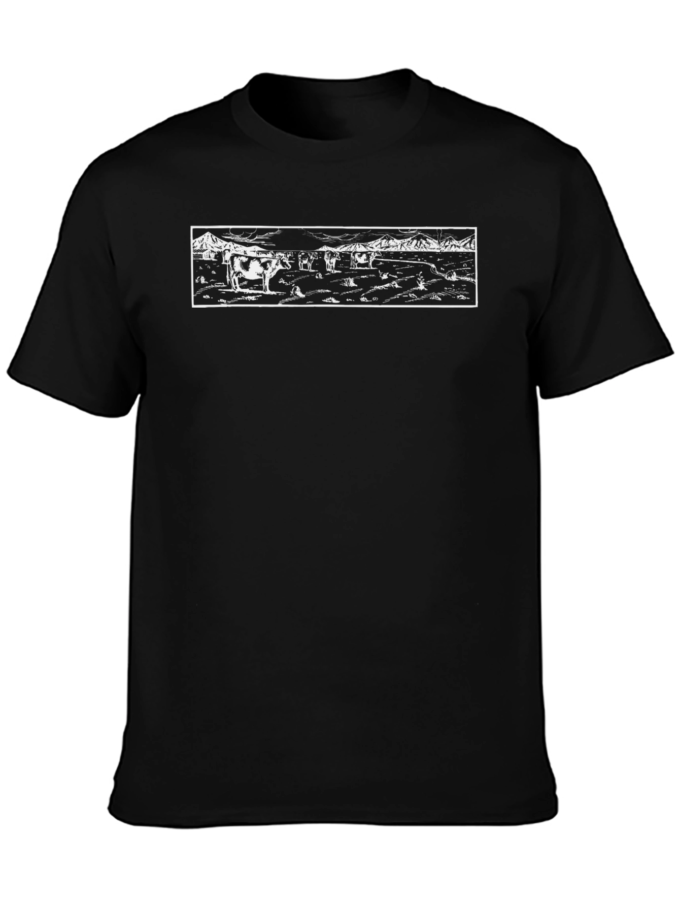 Cow Landscape Graphic Tee - Black